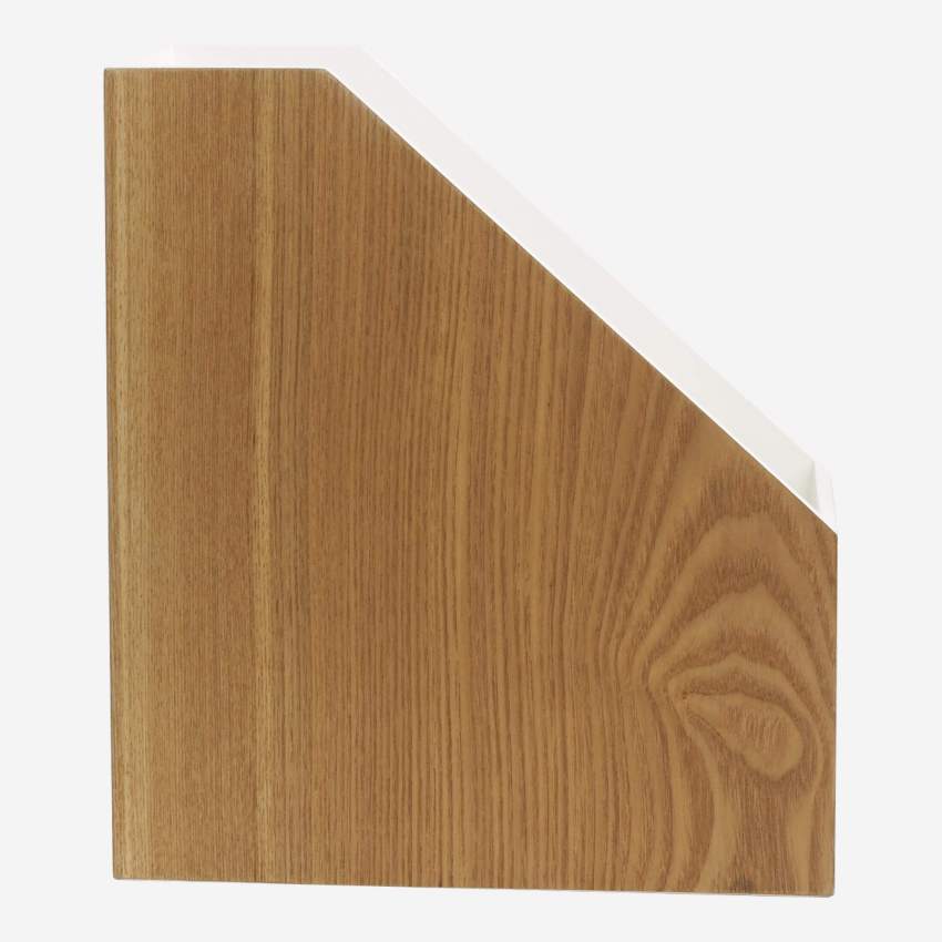 Rangement de bureau en bois avec intérieur laqué blanc