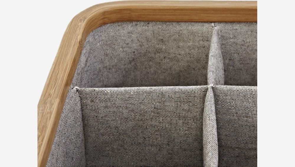 Bamboo and fabric 9-compartment storage basket - Grey