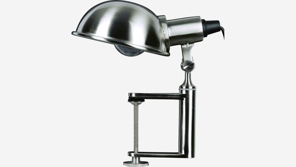 Silver steel desk lamp with clamp