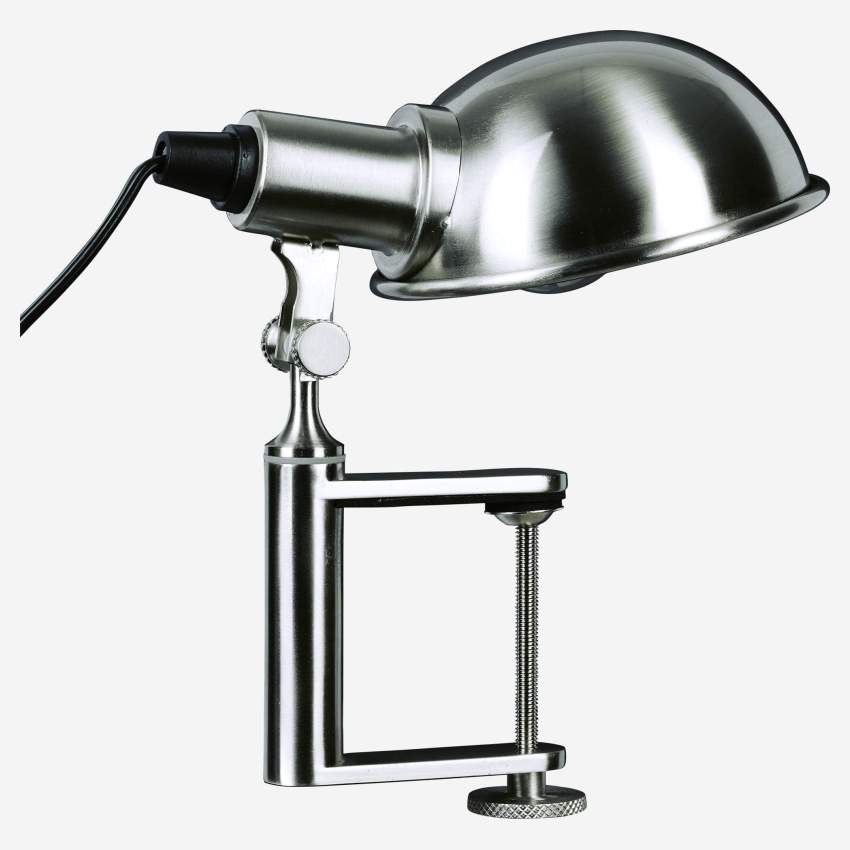 Silver steel desk lamp with clamp