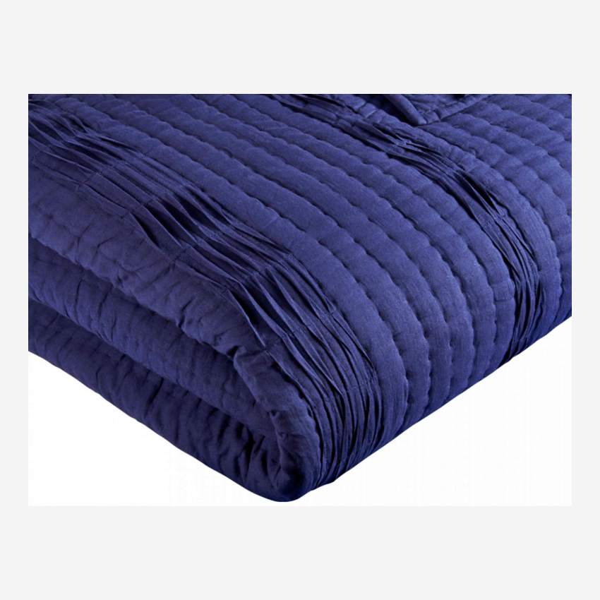 Dessus de lit matelassé en coton - 230 x 260 cm - Bleu