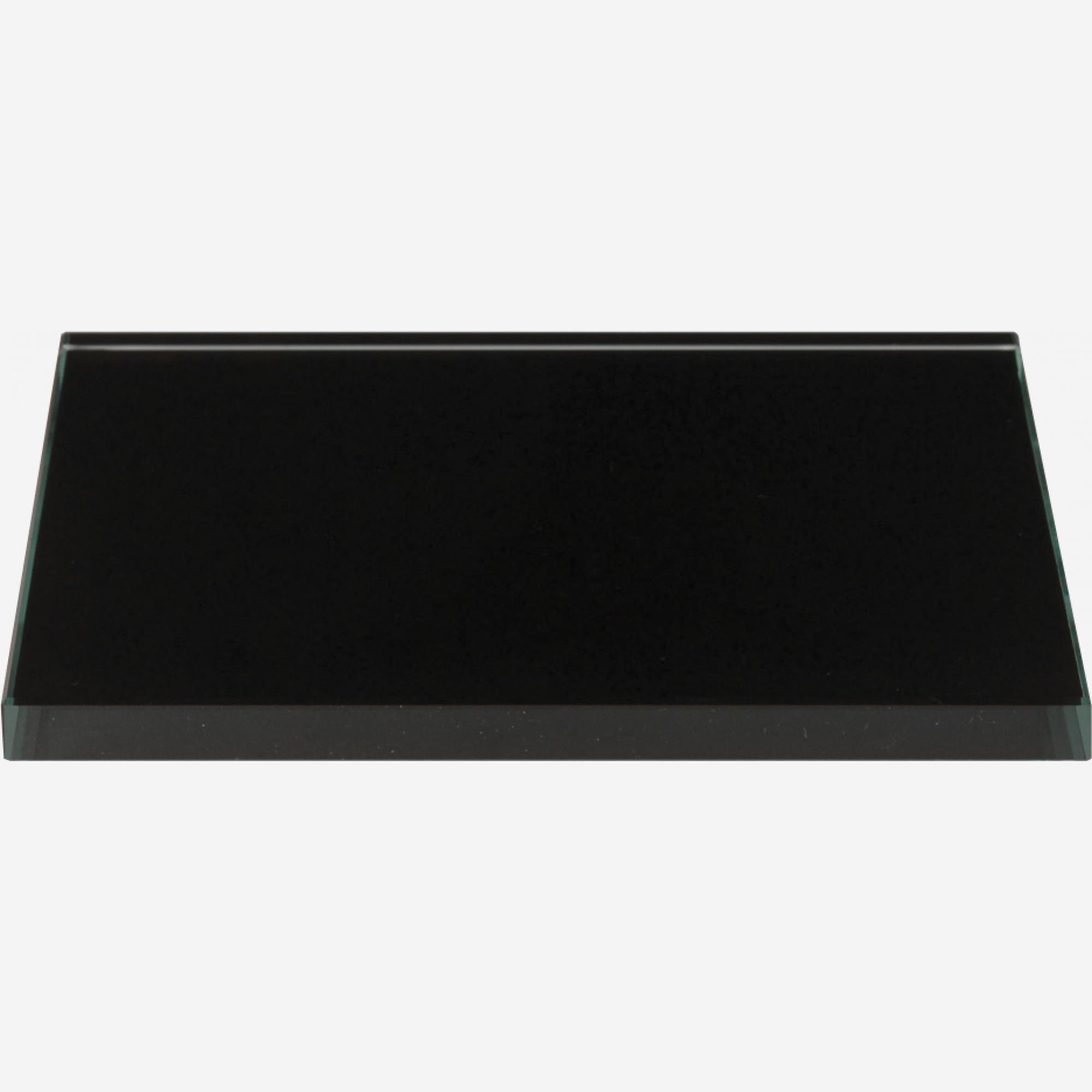 Bougeoir plat 15x15 cm en verre noir