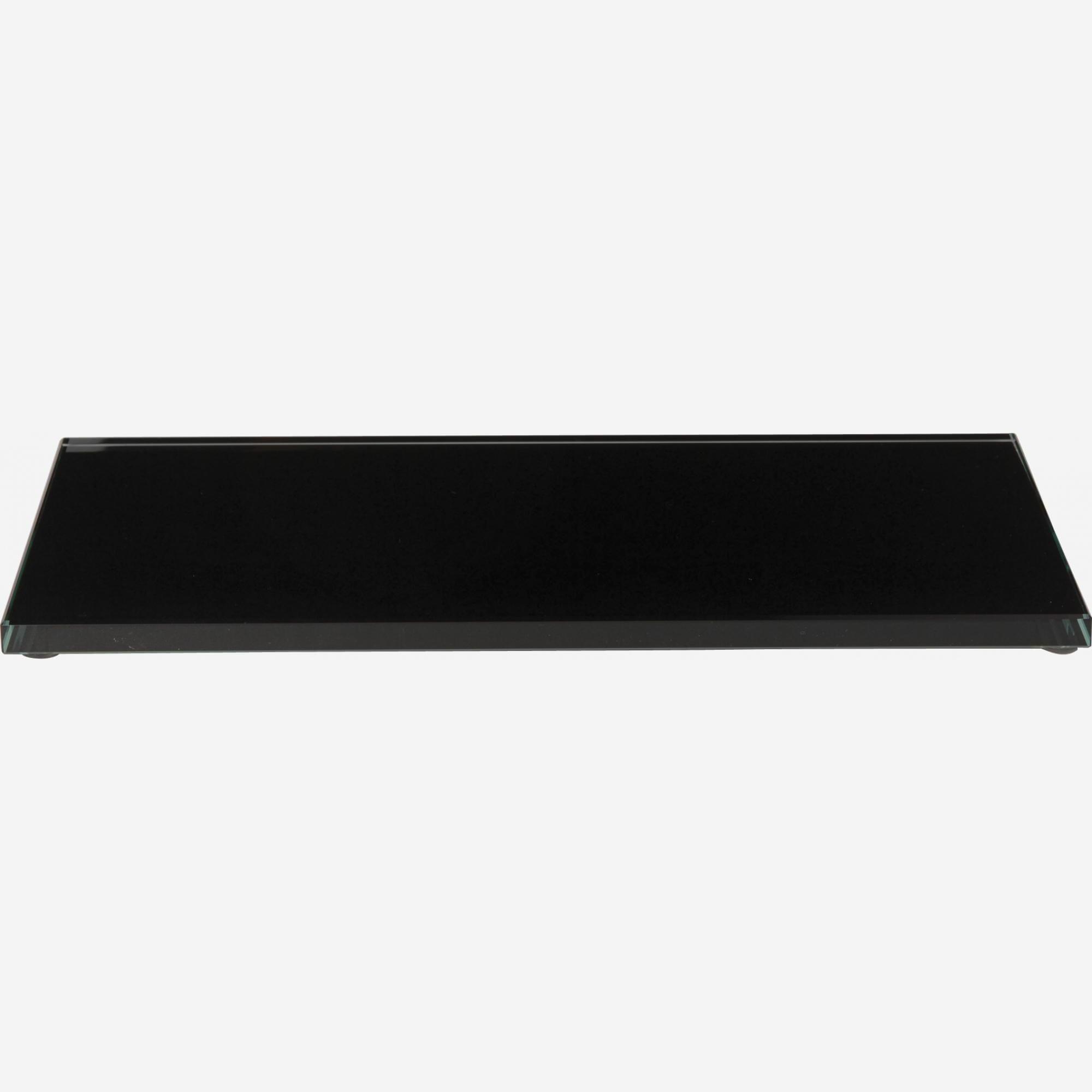 Bougeoir plat 15x30 cm en verre noir