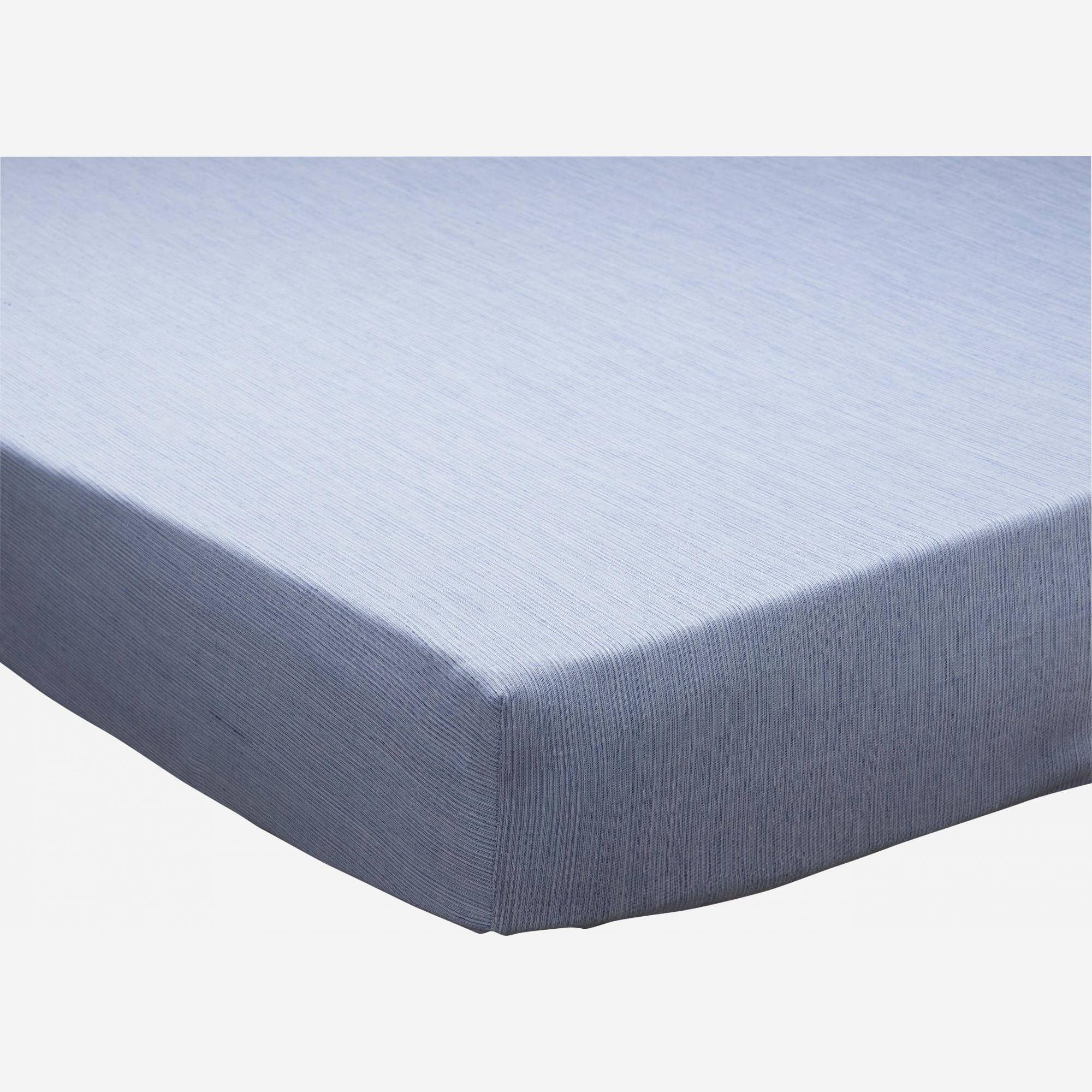 Cotton fitted sheet - 140 x 200 cm - Blue