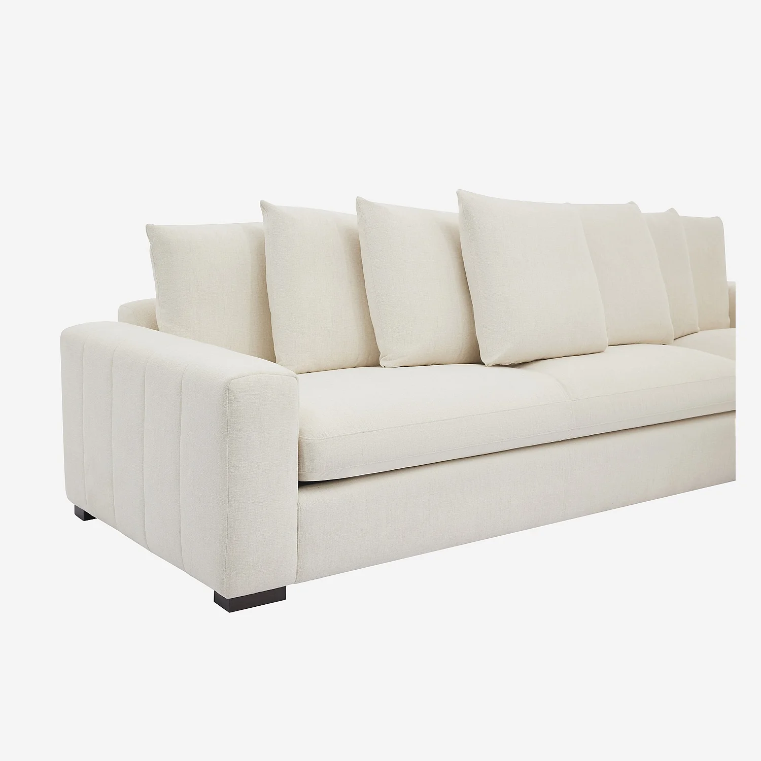 Canapé d'angle droit en tissu garni de plumes - Ivoire - 2