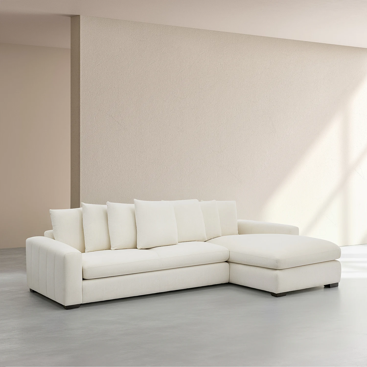 Ecksofa rechts aus Stoff mit Federfüllung - Elfenbein - 3