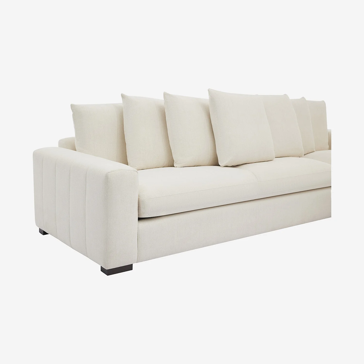 Canapé d'angle droit en tissu garni de plumes - Ivoire - 2