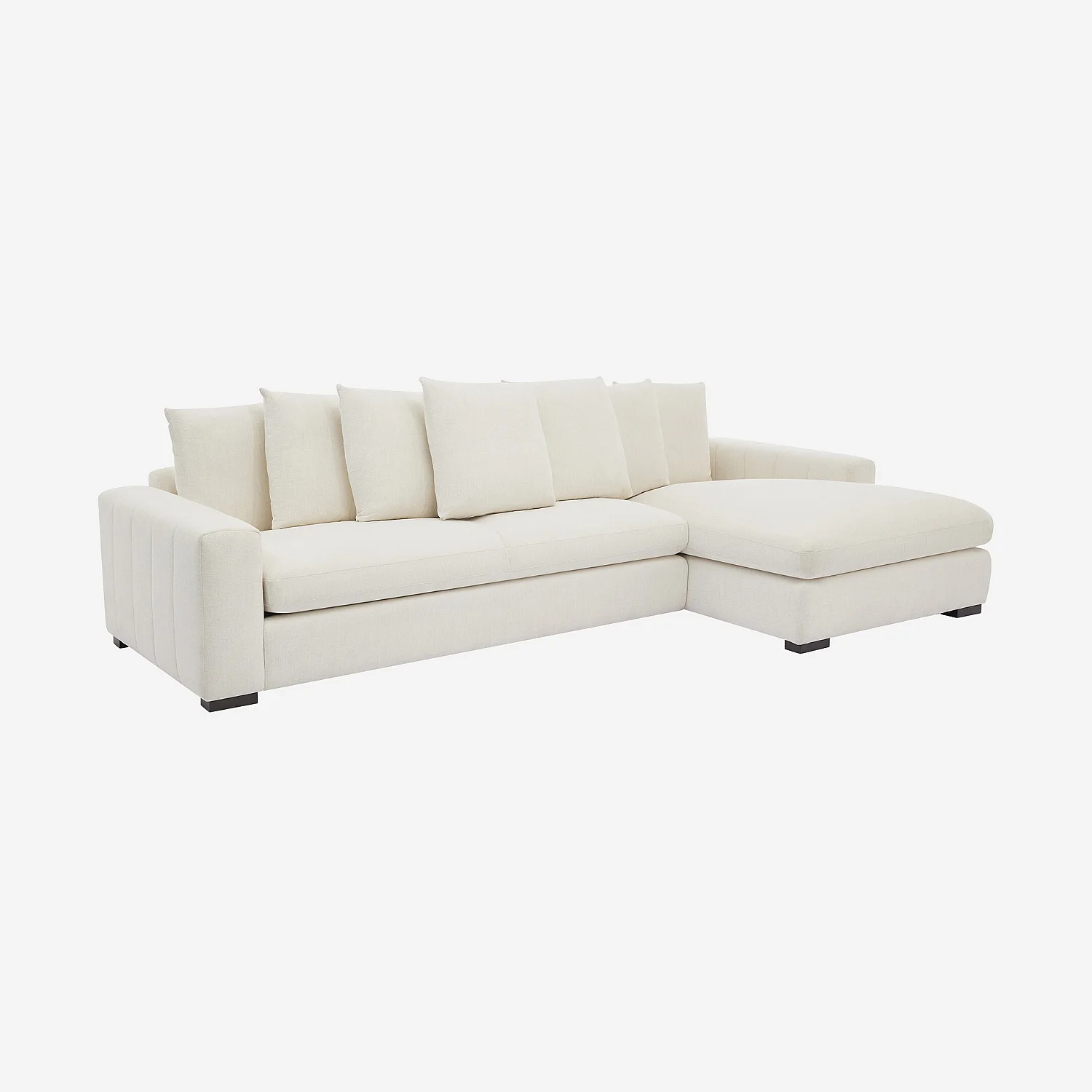 Canapé d'angle droit en tissu garni de plumes - Ivoire - 4