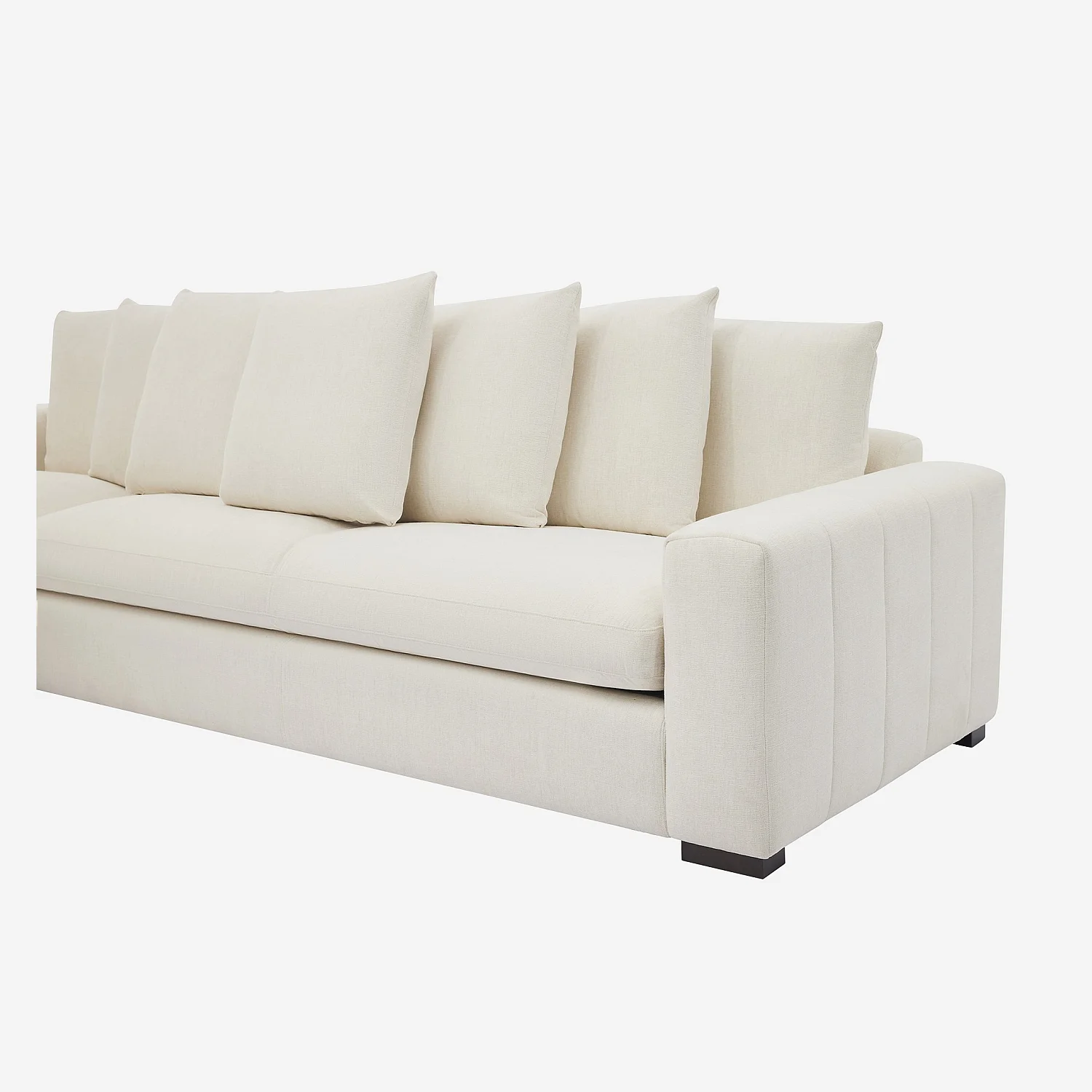 Canapé d'angle gauche en tissu garni de plumes - Ivoire - 2