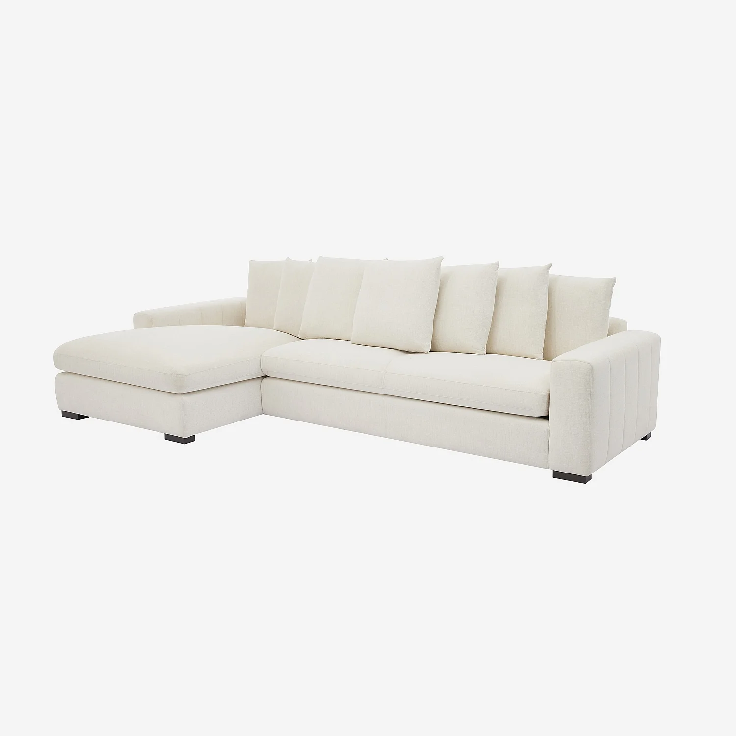 Canapé d'angle gauche en tissu garni de plumes - Ivoire - 4