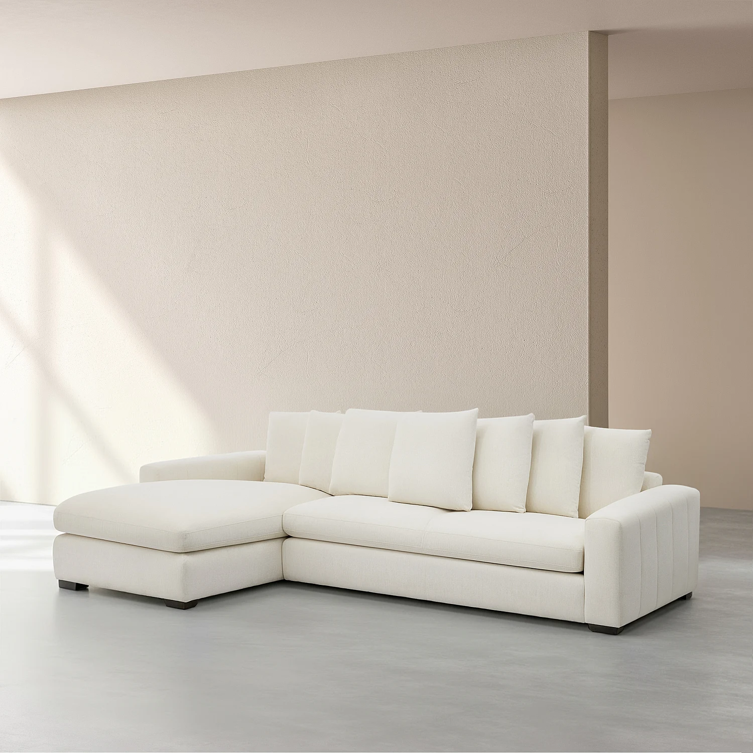 Ecksofa links aus Stoff mit Federfüllung - Elfenbein - 3