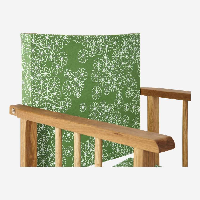 Toile en coton pour chaise pliante - Fleurs vertes (structure vendue séparément)