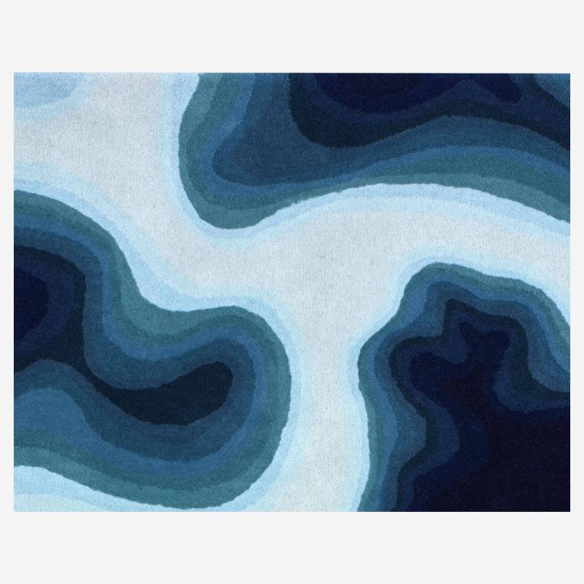 Tapis en laine tufté main - 170 x 240 cm - Motif bleu - Design by Claire Leina