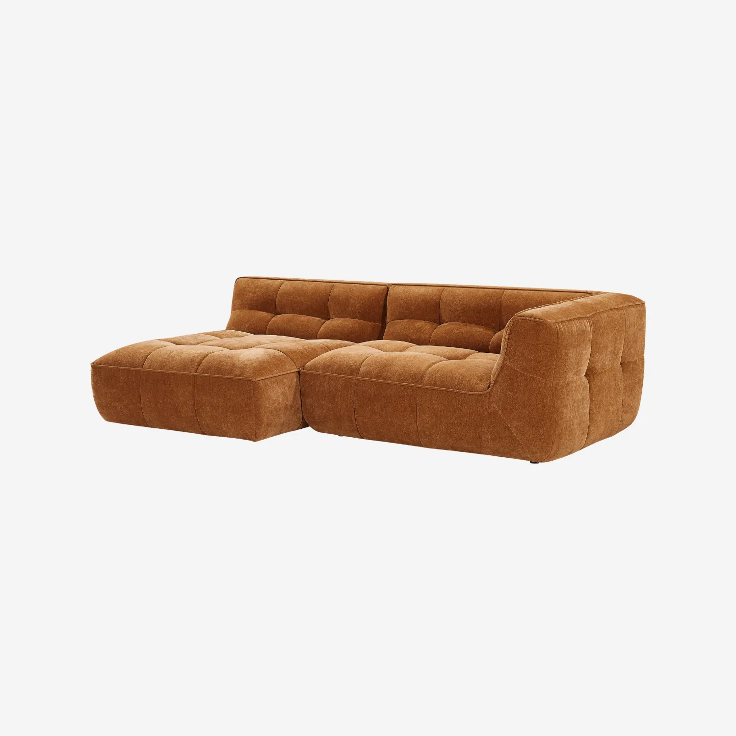 Canapé d'angle gauche en tissu - Ocre foncé - 1