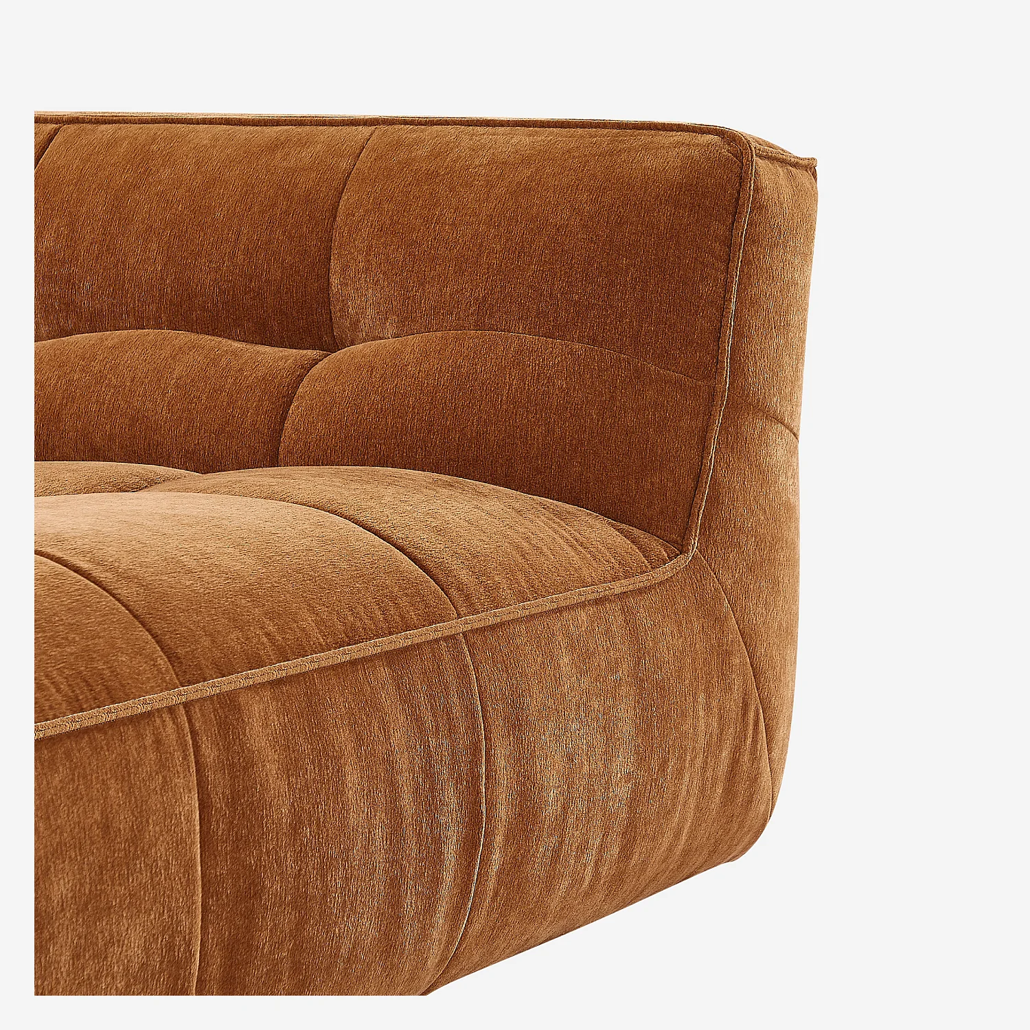 Sofá rinconera izquierda de tela - Amarillo ocre oscuro - 2