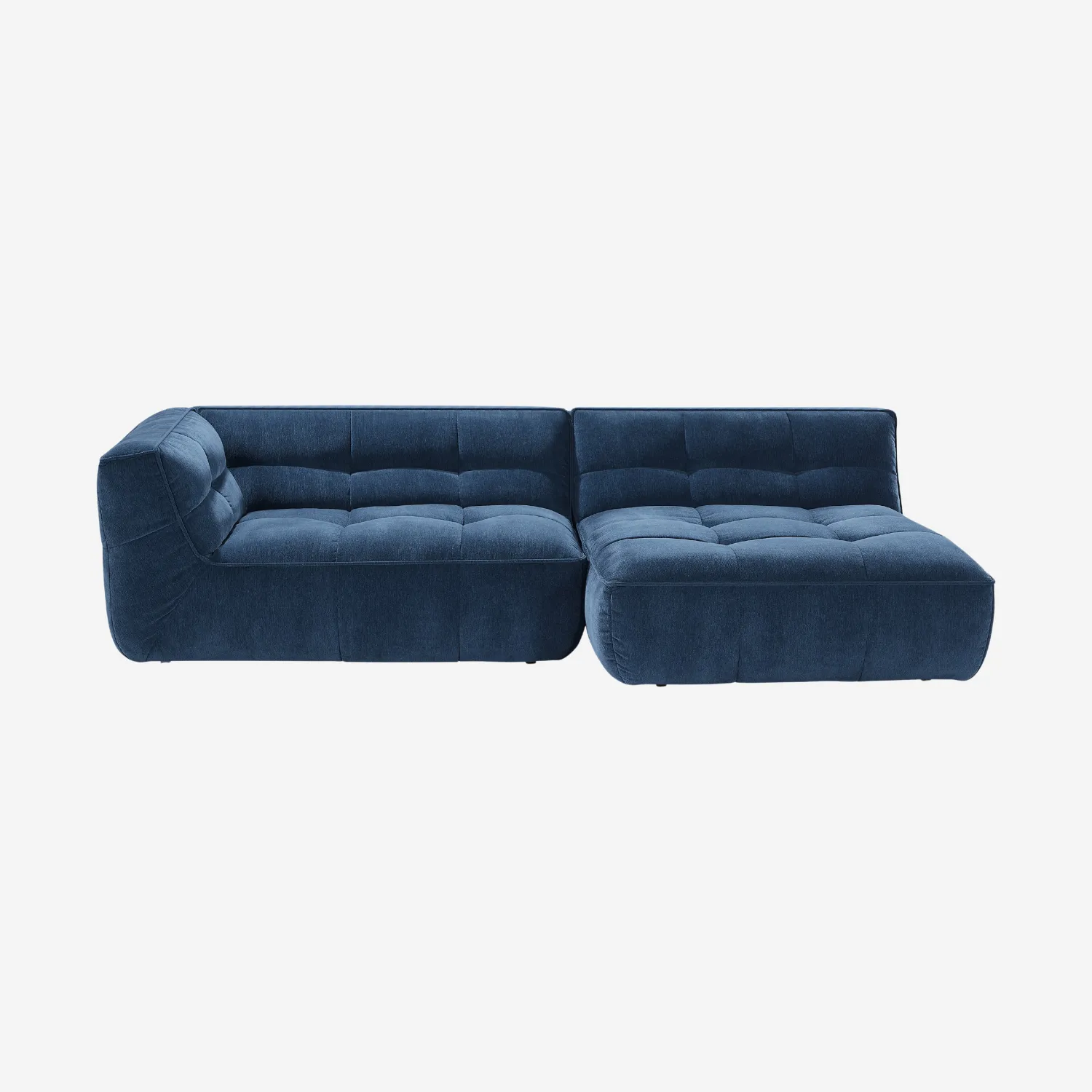 Canapé d'angle droit en tissu - Bleu océan