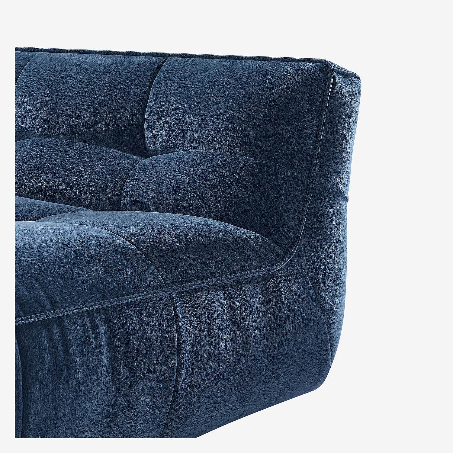 Divano d'angolo destro in tessuto - Blu oceano - 2