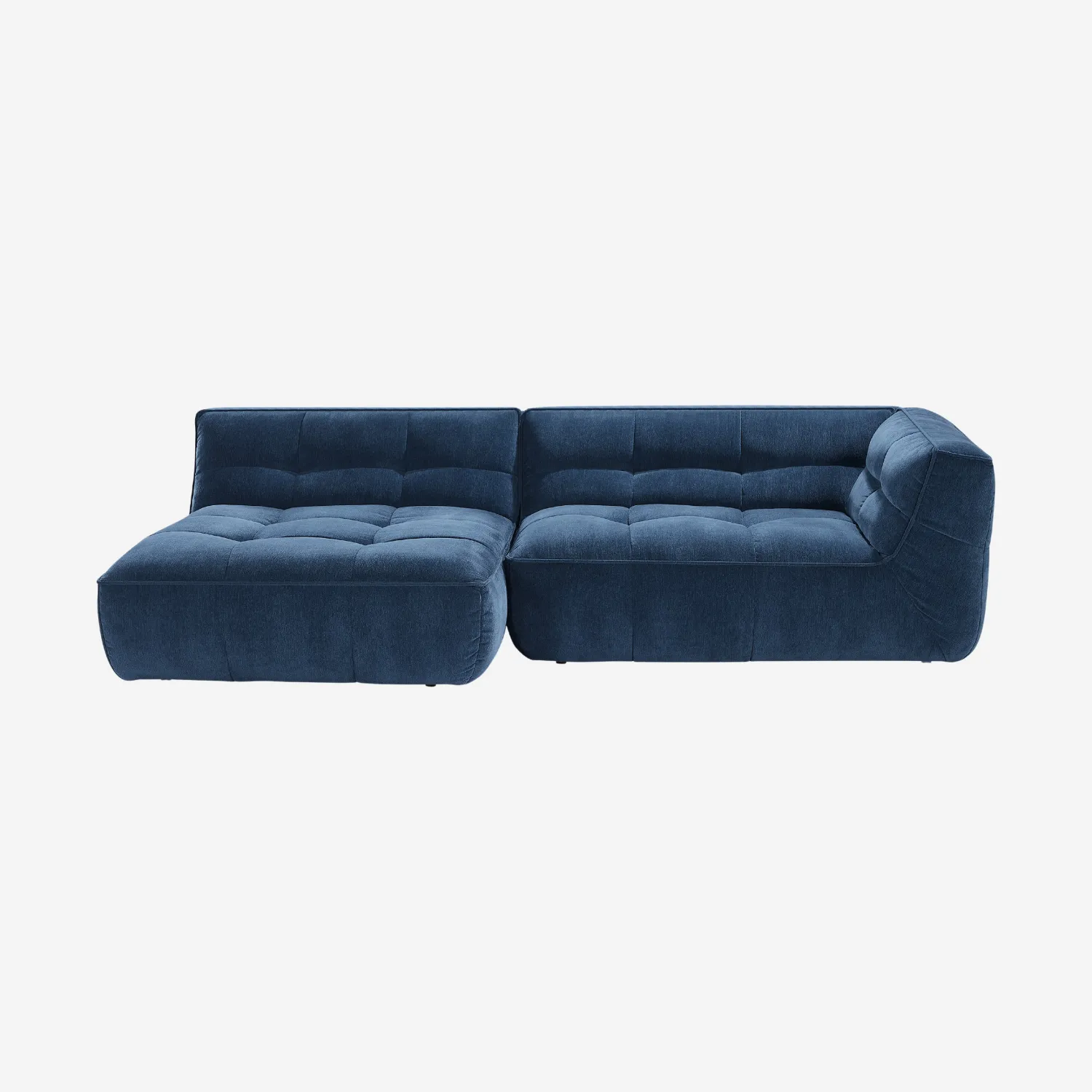 Canapé d'angle gauche en tissu - Bleu océan