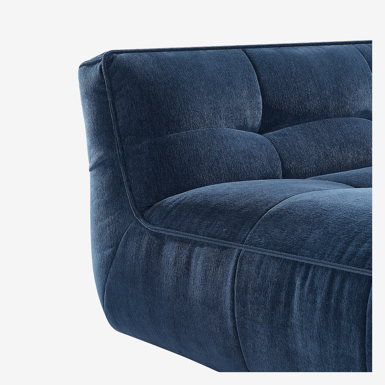 Sofá rinconera derecha de tela - Azul océano - 2