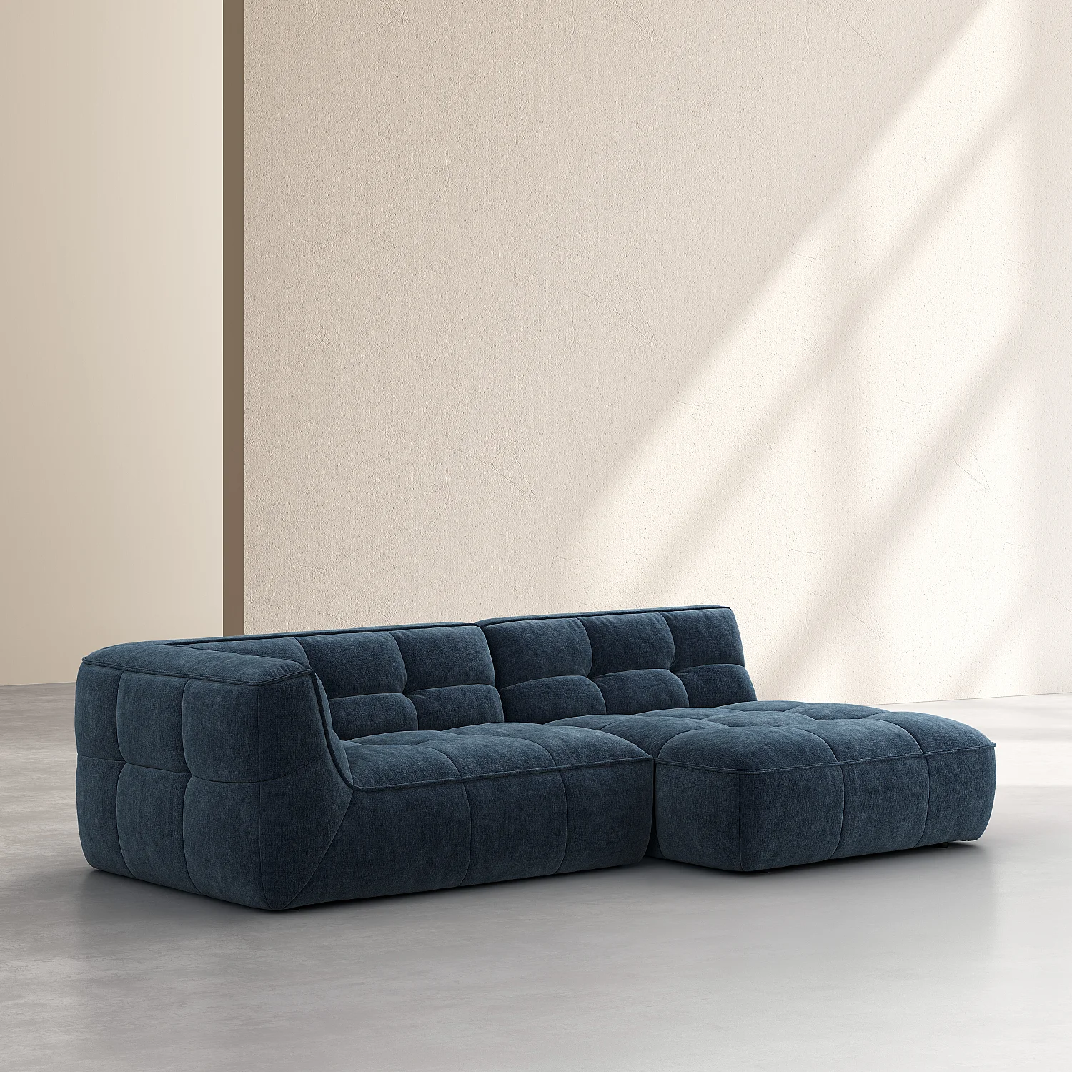 Divano d'angolo sinistro in tessuto - Blu oceano - 3