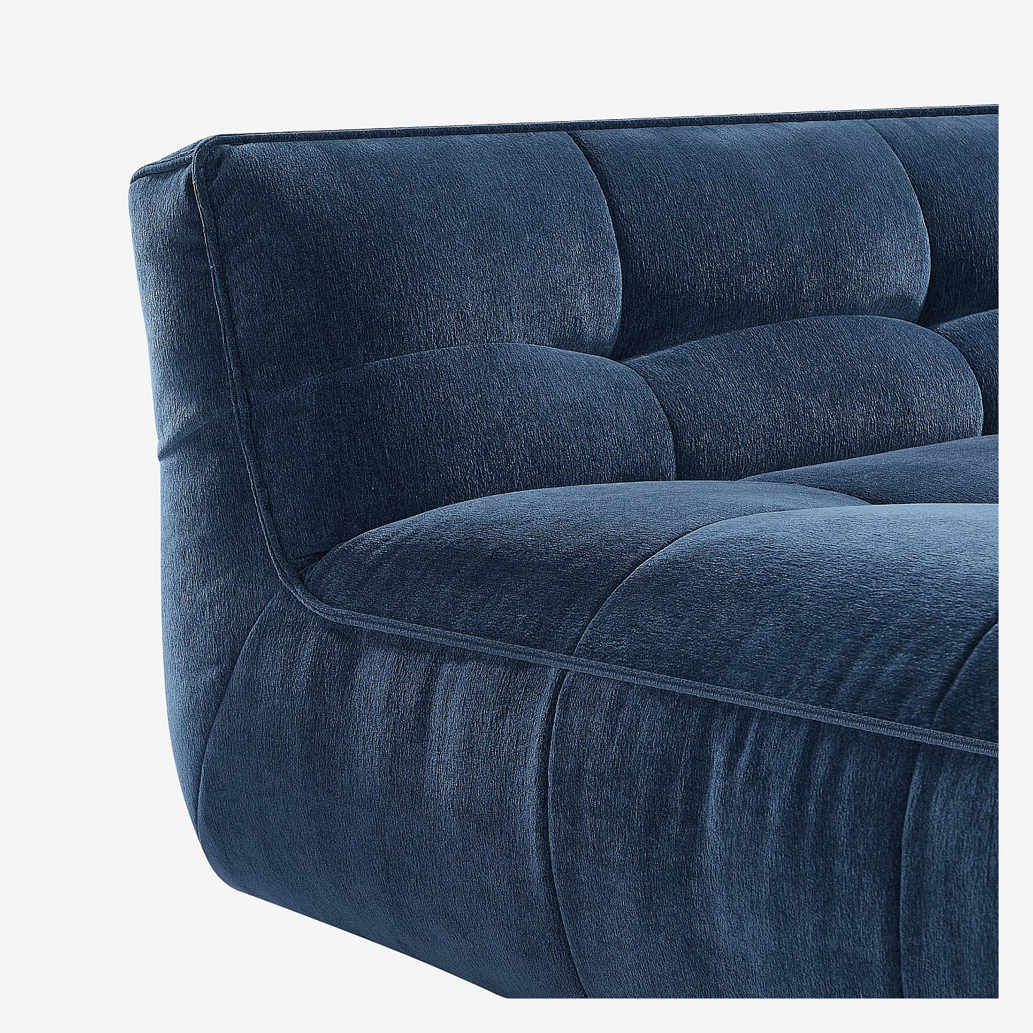 Sofá 4 plazas de tela - Azul océano - 3