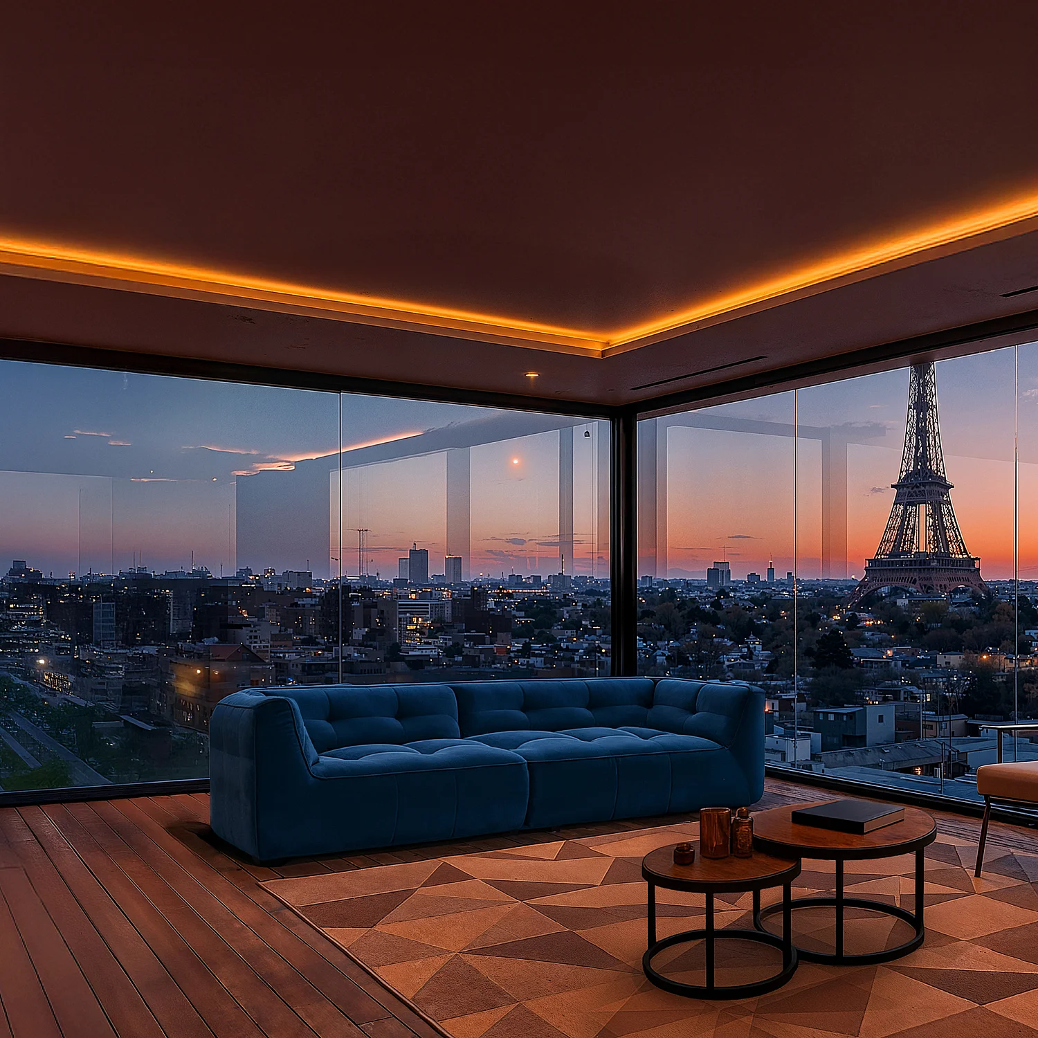 Divano 4 posti in tessuto - Blu Oceano - 6