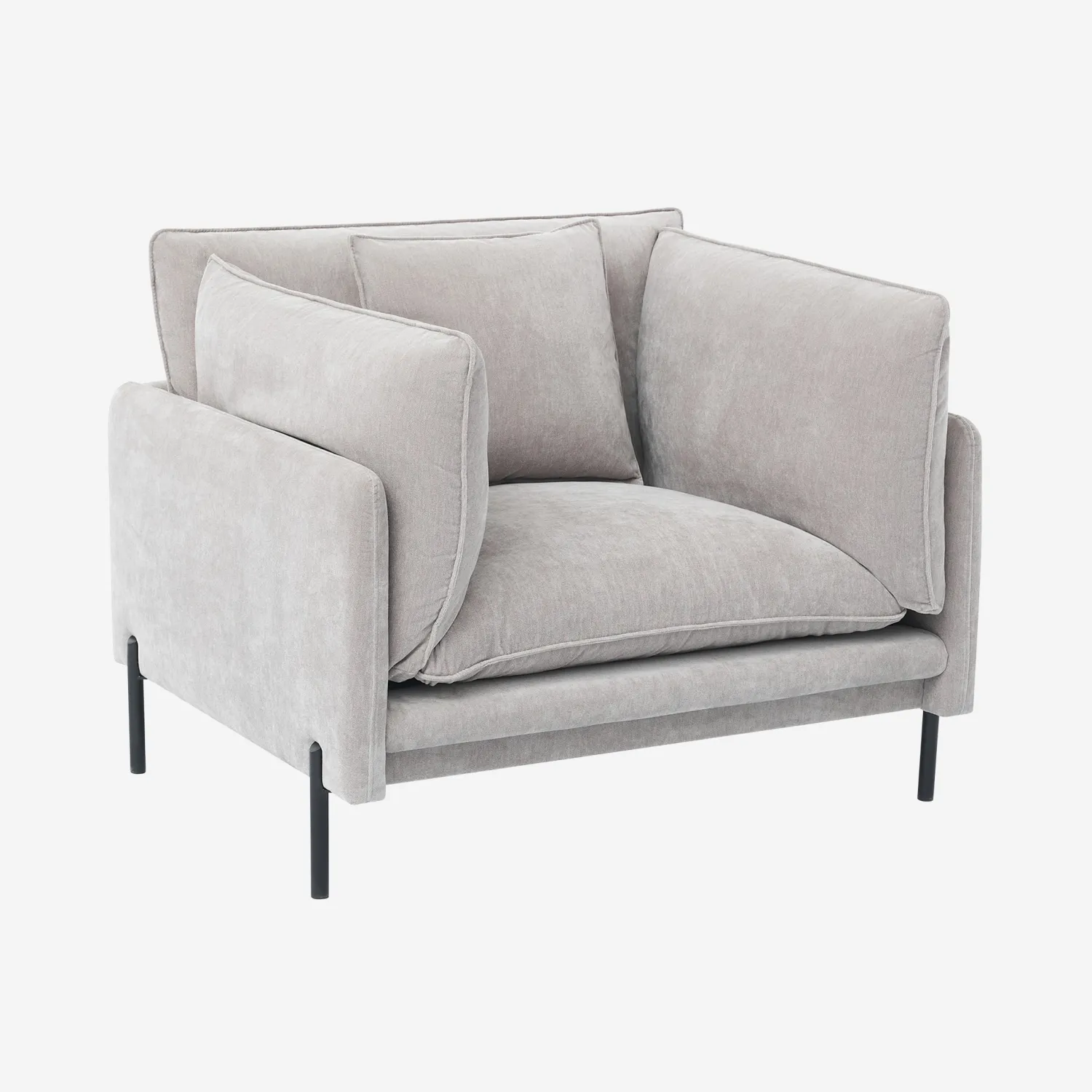 Fauteuil déhoussable en tissu garni de plumes - Gris perle - 1