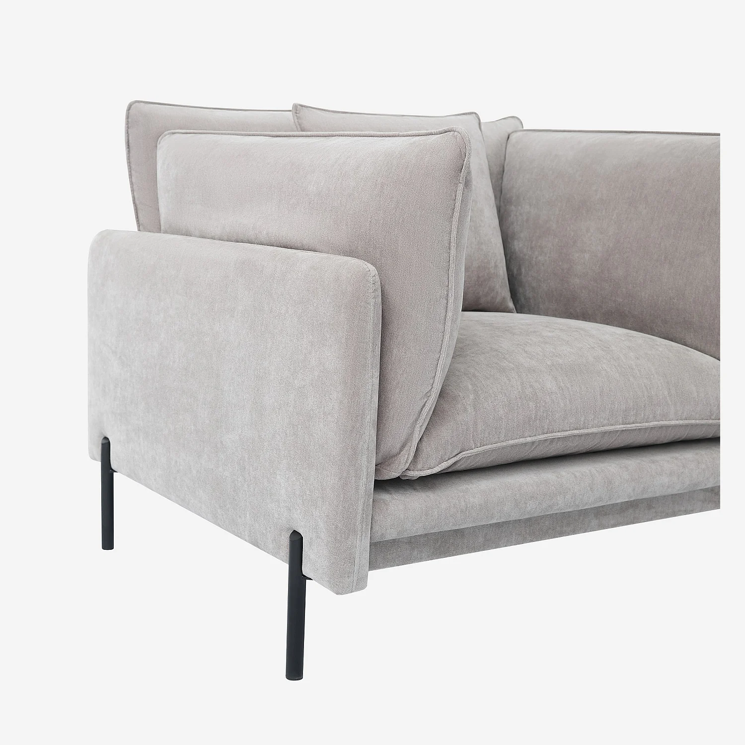 Fauteuil déhoussable en tissu garni de plumes - Gris perle - 2