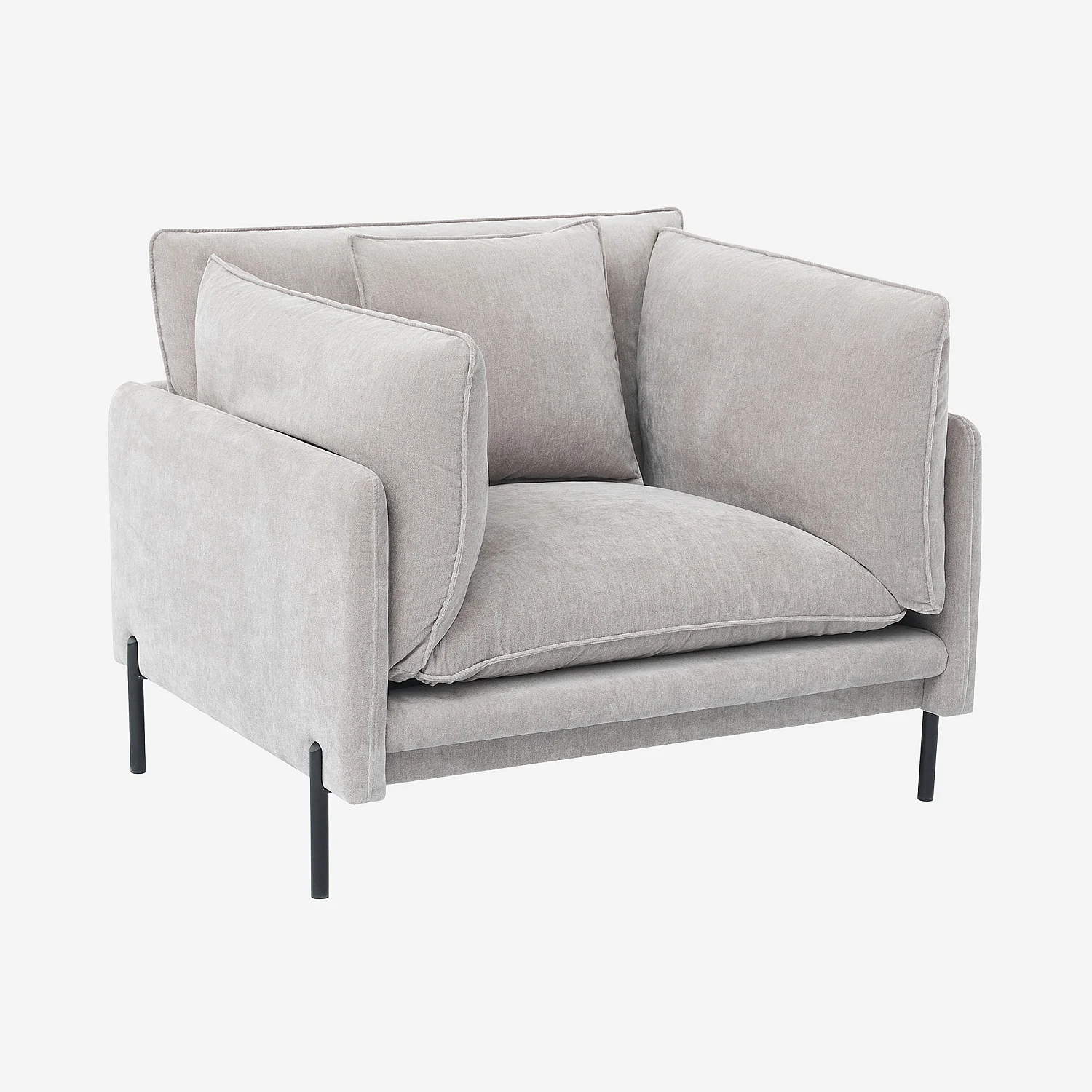 Fauteuil déhoussable en tissu garni de plumes - Gris perle - 3