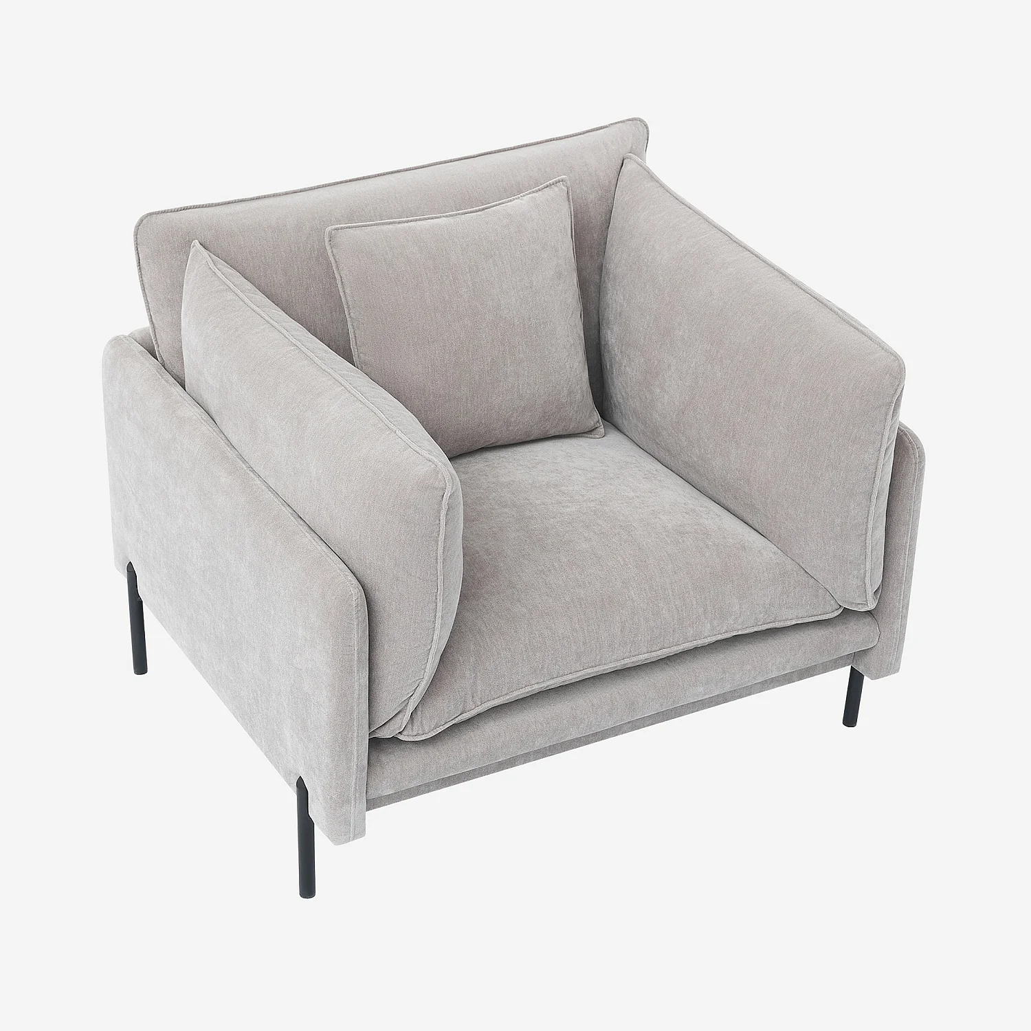 Fauteuil déhoussable en tissu garni de plumes - Gris perle - 7