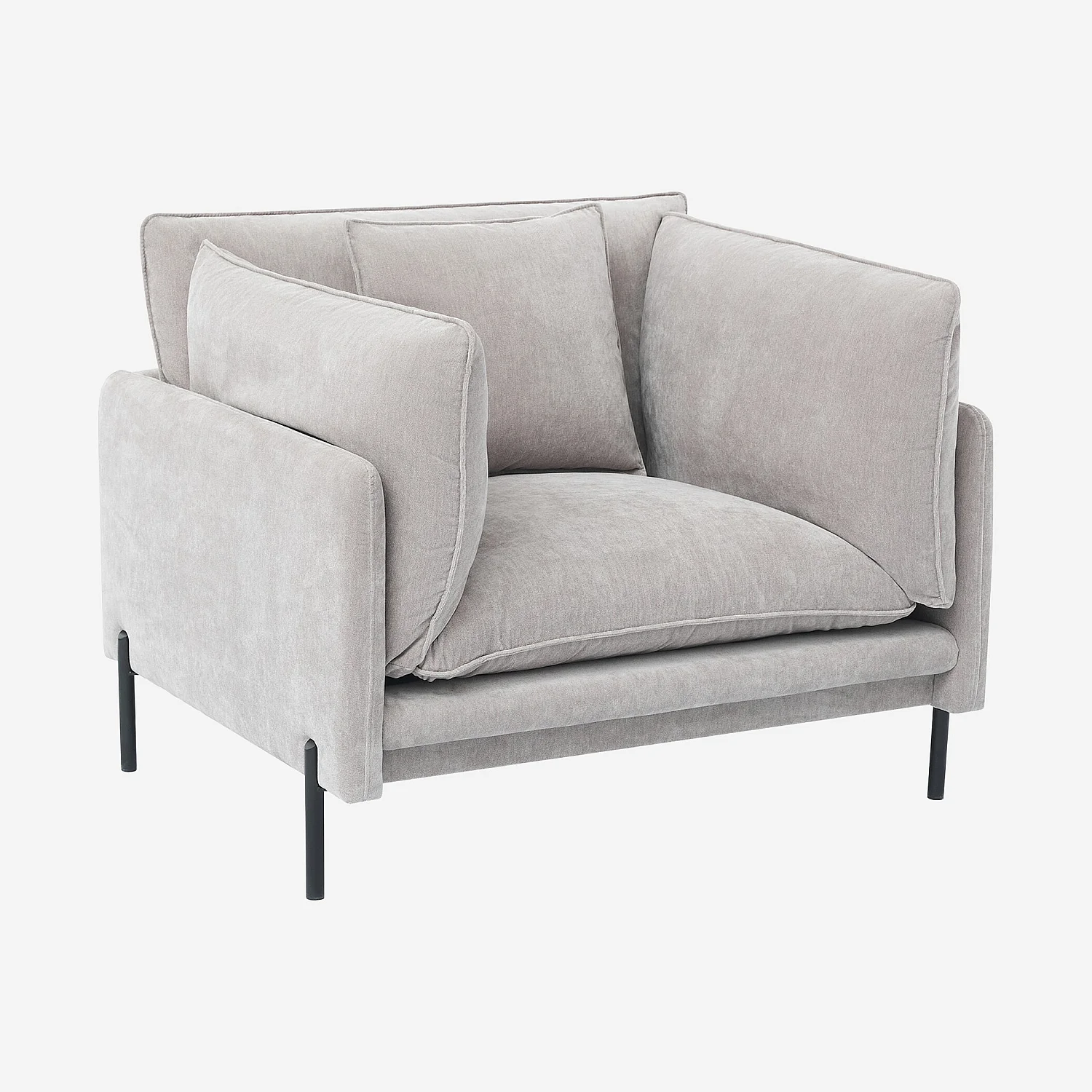 Fauteuil déhoussable en tissu garni de plumes - Gris perle - 3
