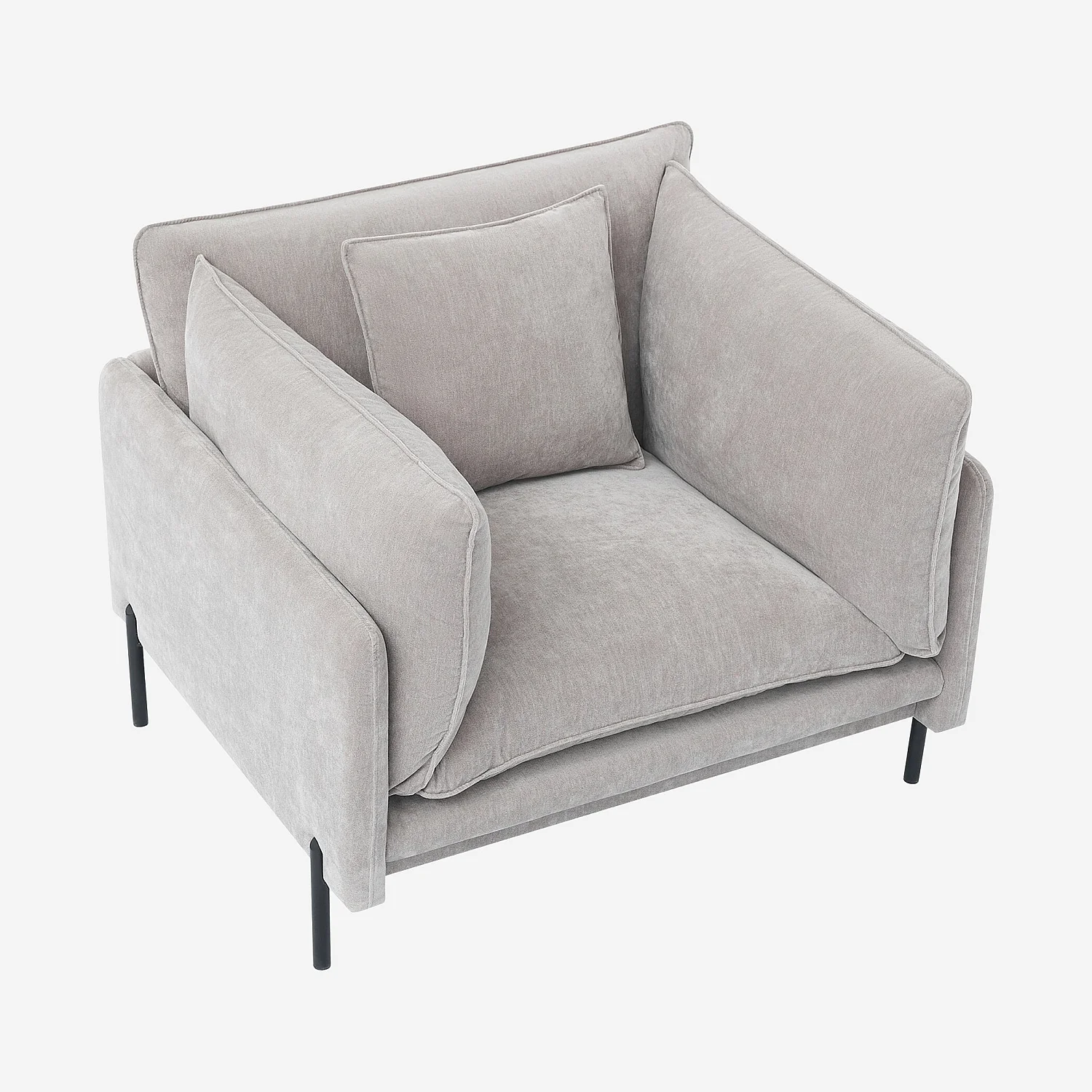 Fauteuil déhoussable en tissu garni de plumes - Gris perle - 7