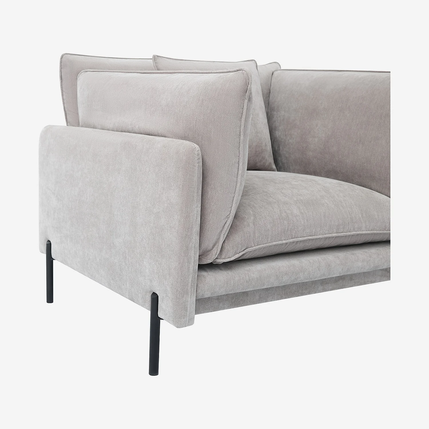 Fauteuil déhoussable en tissu garni de plumes - Gris perle - 2