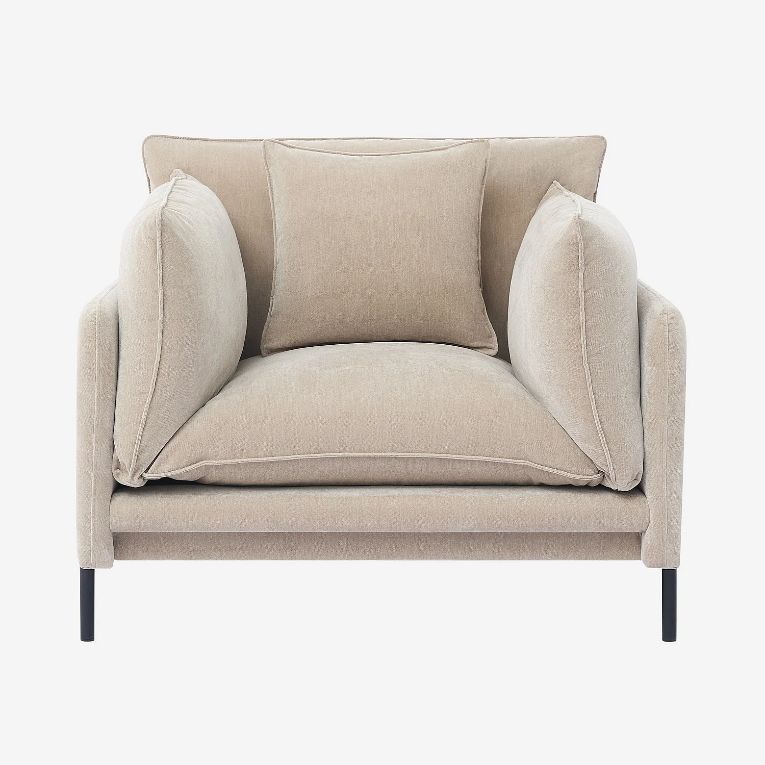 Fauteuil déhoussable en tissu garni de plumes - Taupe - 2
