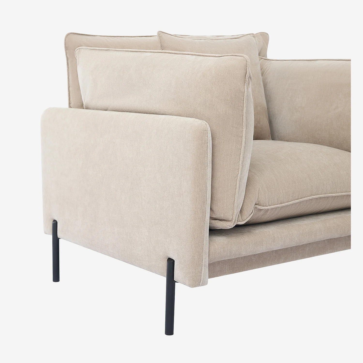 Fauteuil déhoussable en tissu garni de plumes - Taupe - 3