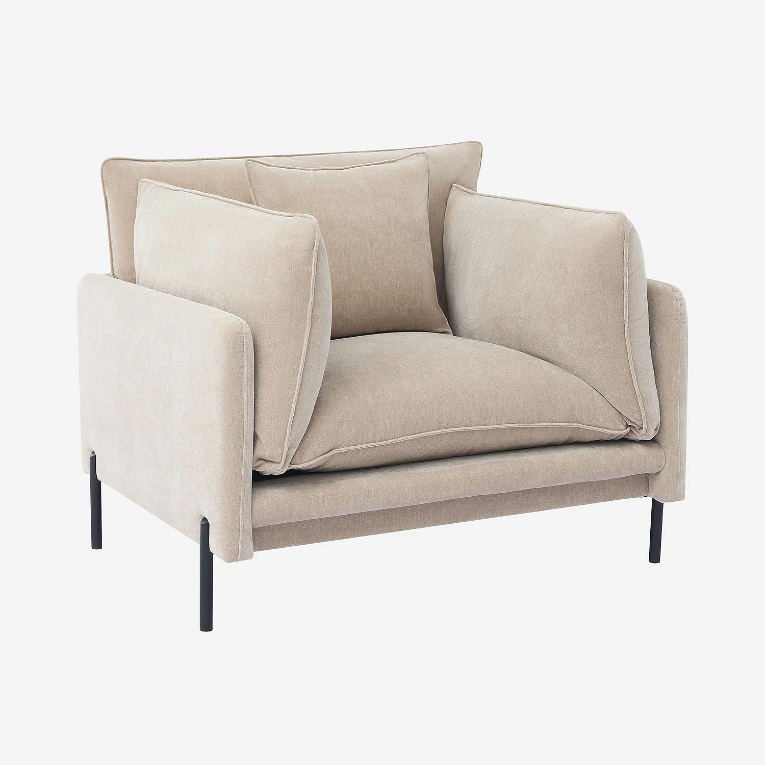 Fauteuil déhoussable en tissu garni de plumes - Taupe - 5