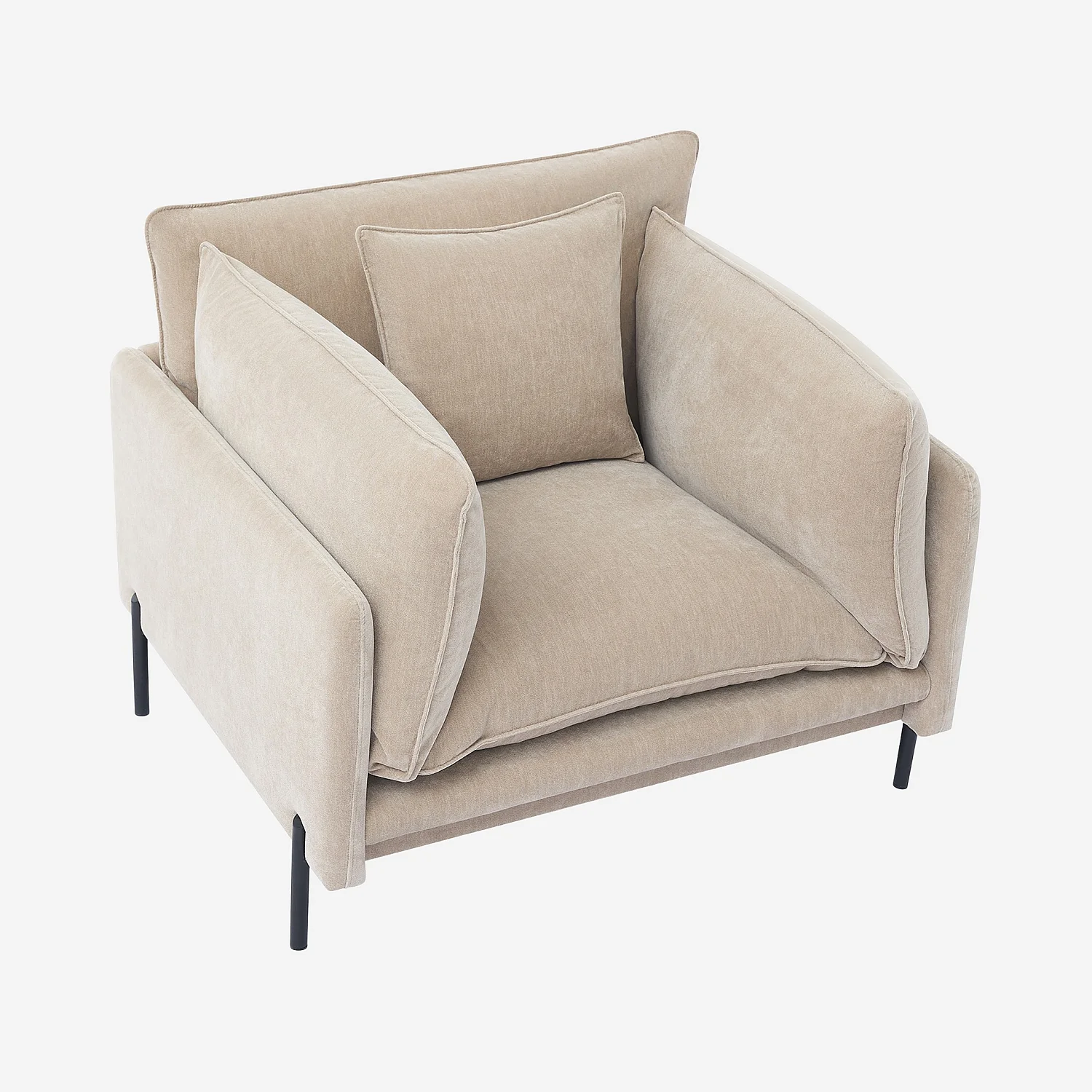 Fauteuil déhoussable en tissu garni de plumes - Taupe - 7