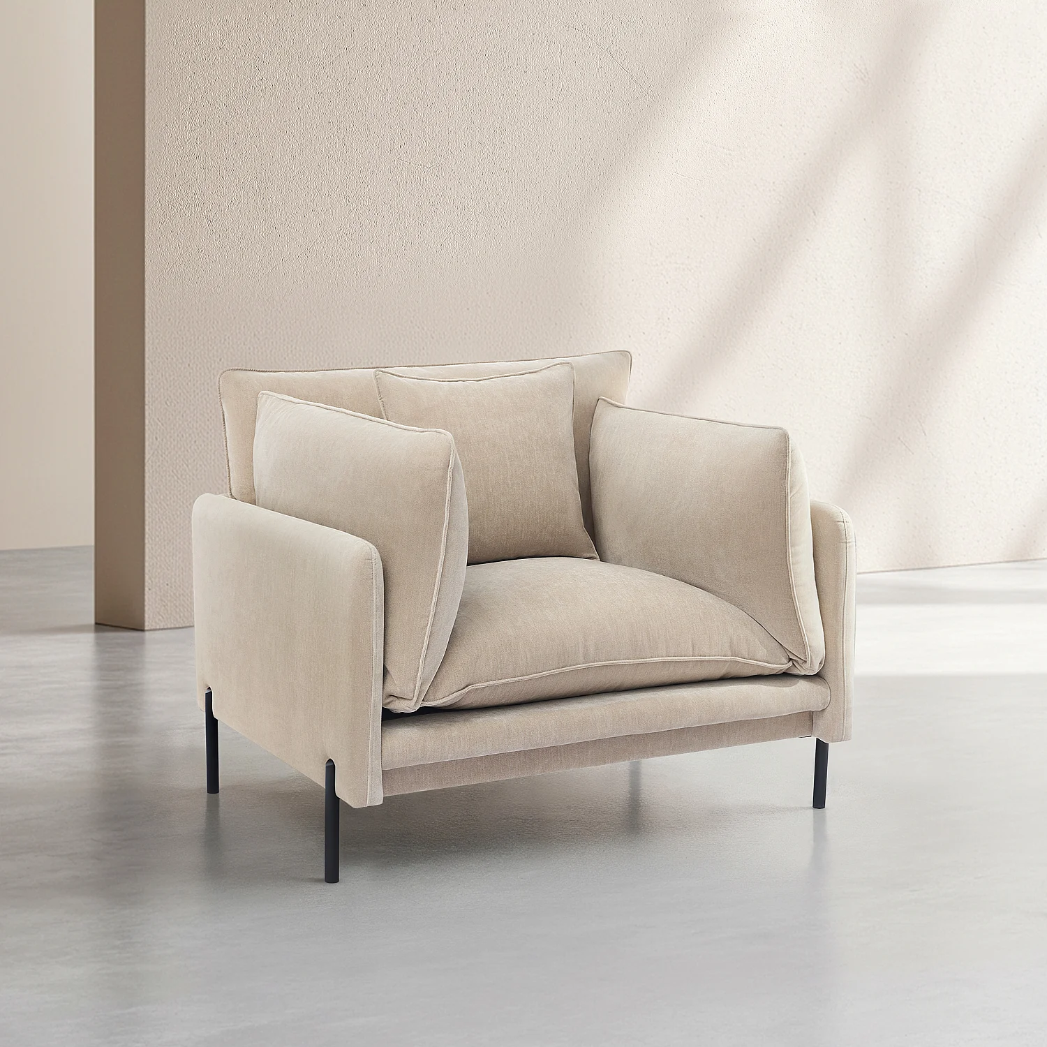 Abnehmbarer Sessel aus mit Federn gefülltem Stoff - Taupe - 6