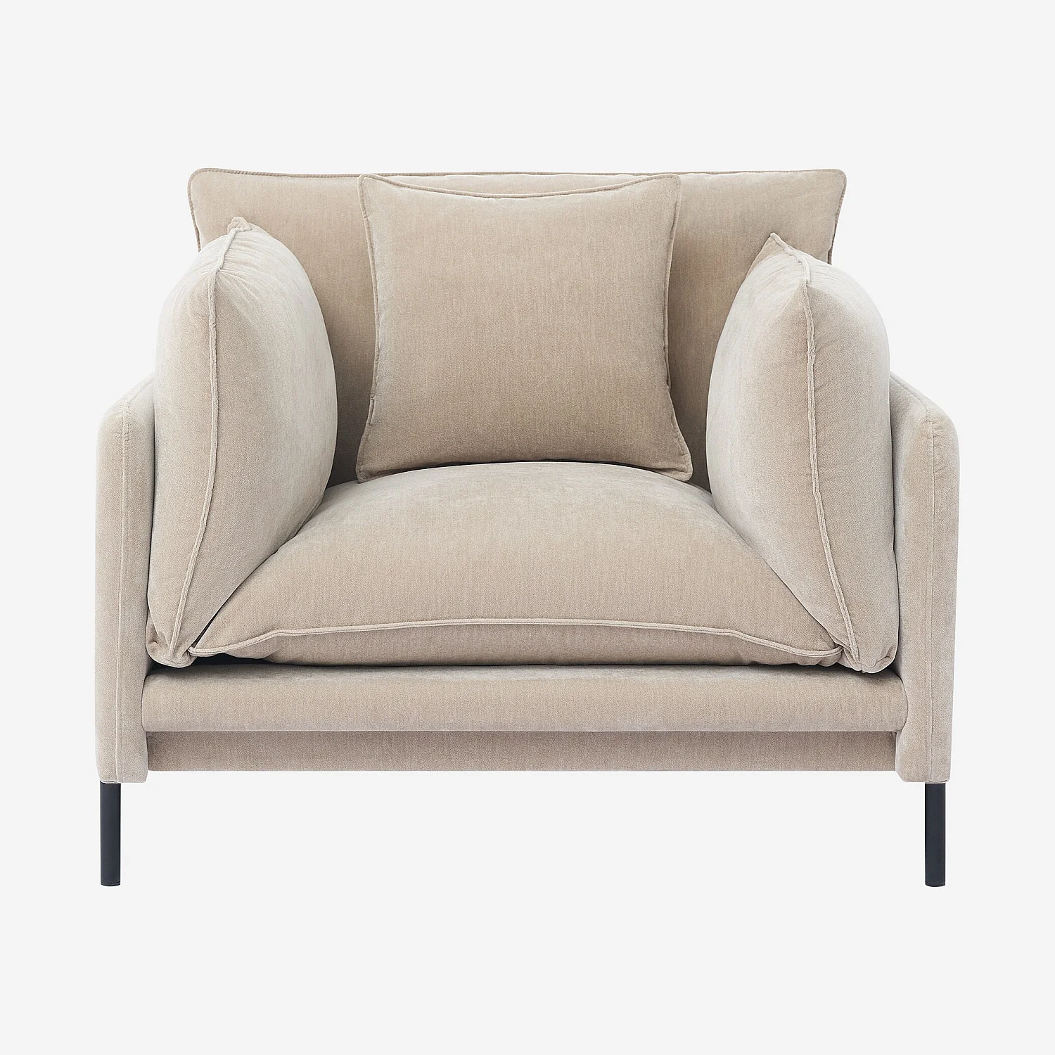 Fauteuil déhoussable en tissu garni de plumes - Taupe - 2