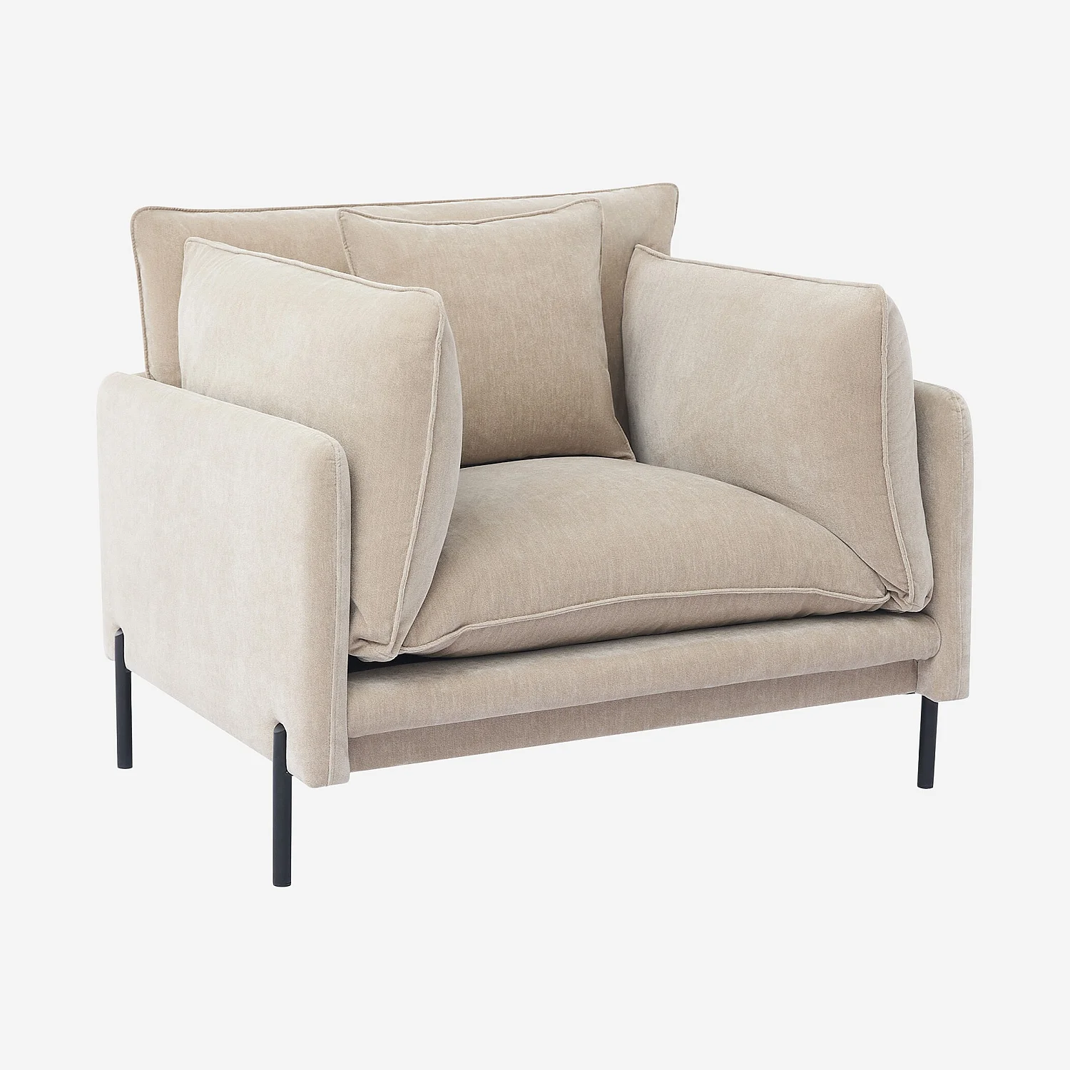 Fauteuil déhoussable en tissu garni de plumes - Taupe - 5