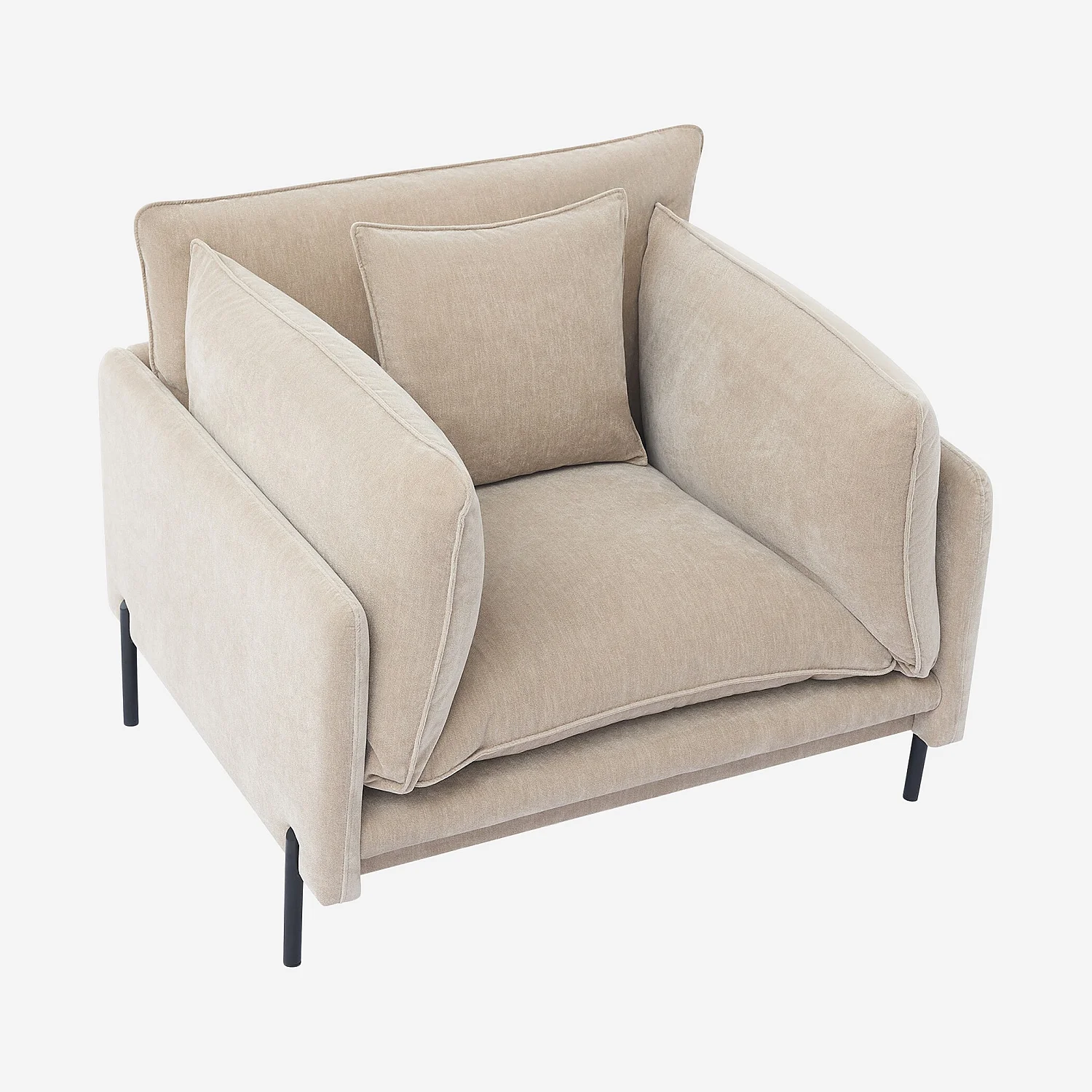 Fauteuil déhoussable en tissu garni de plumes - Taupe - 7