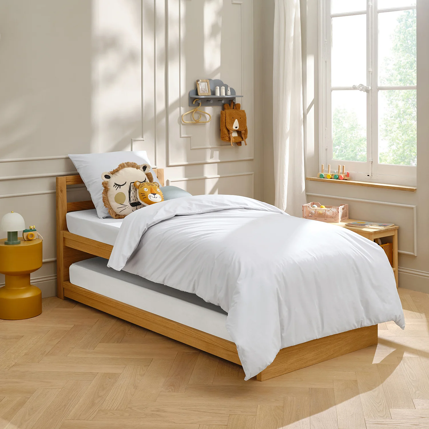 Housse de couette en percale de coton - 140 x 200 cm - Blanc - 1