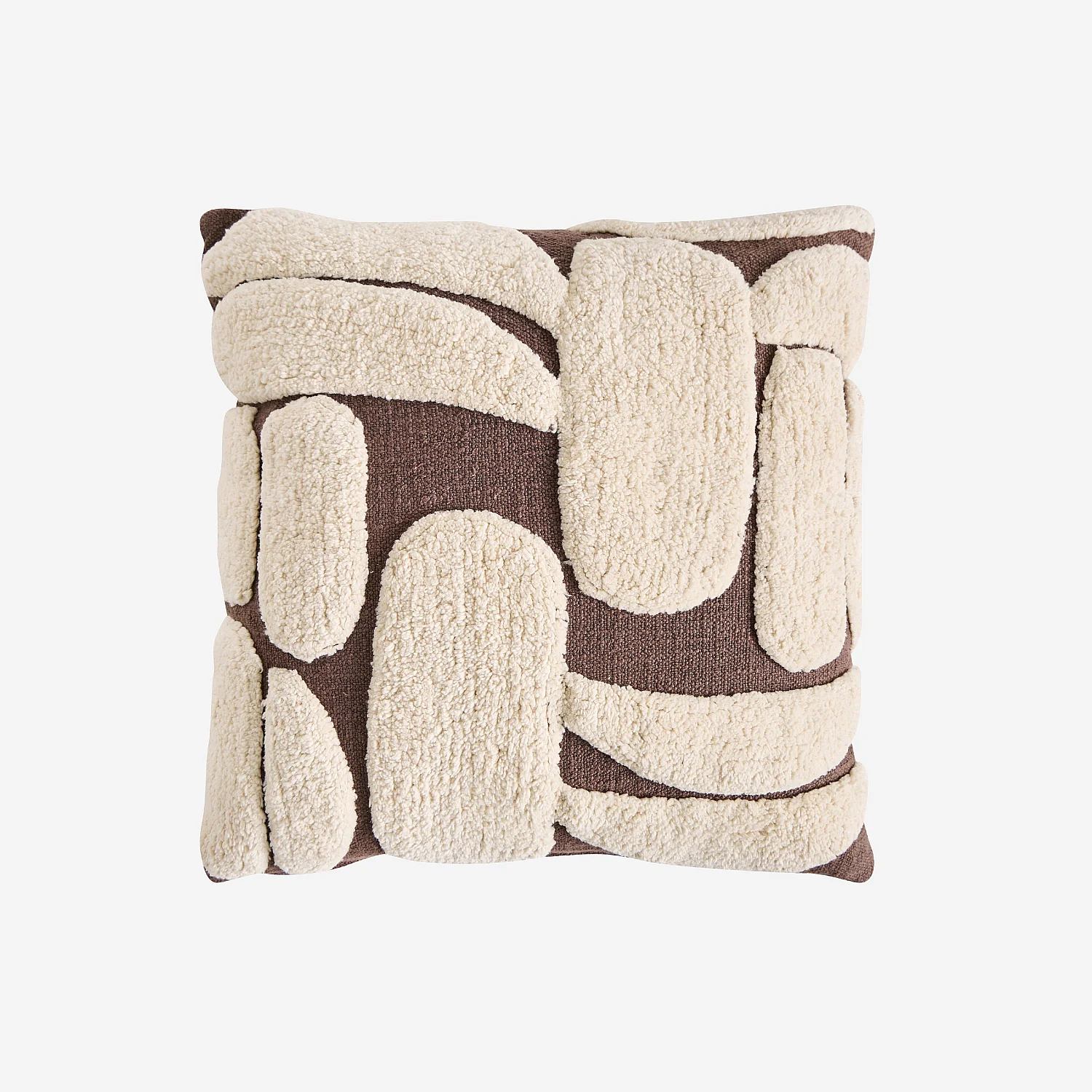 Coussin tufté en coton - 45 x 45 cm - Brun - 2