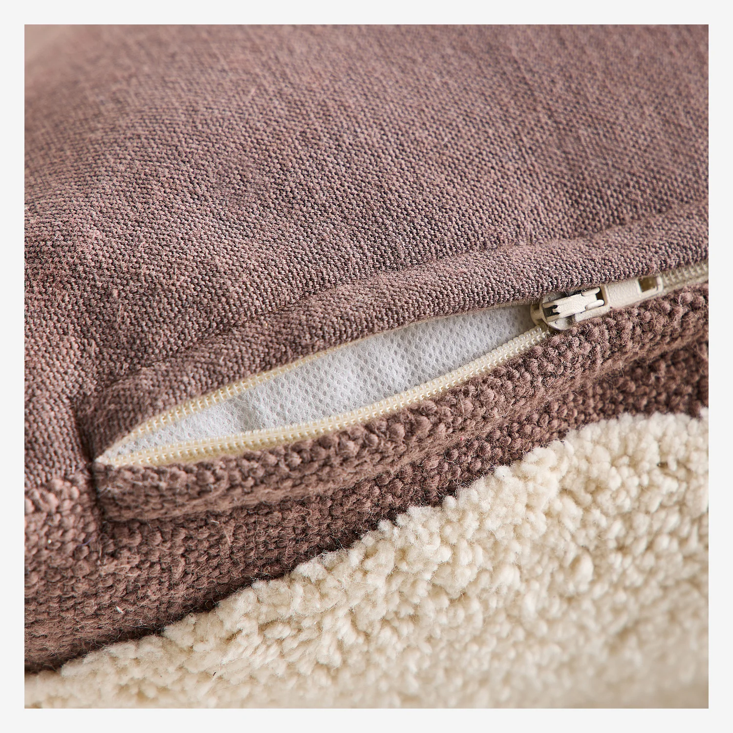 Coussin tufté en coton - 45 x 45 cm - Brun - 3