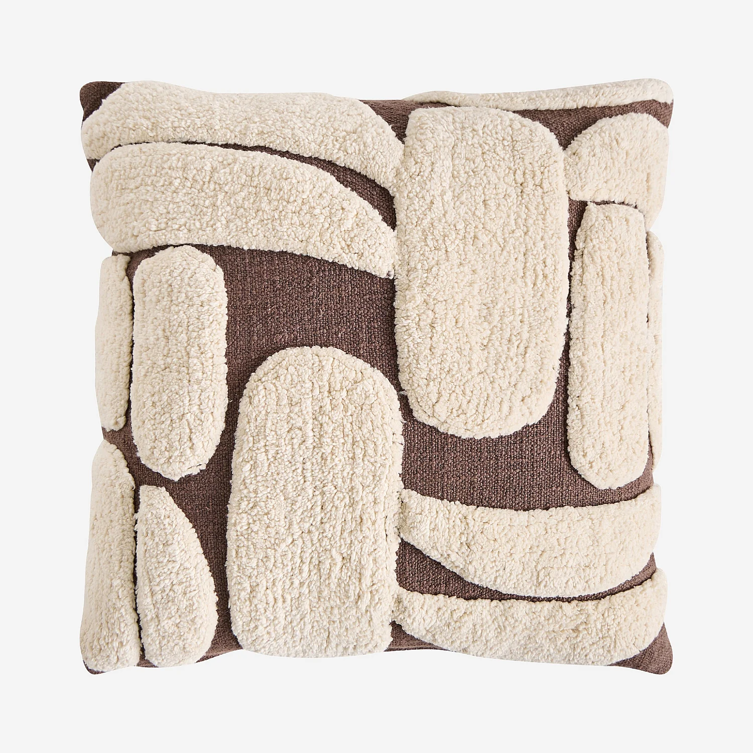 Coussin tufté en coton - 45 x 45 cm - Brun - 2