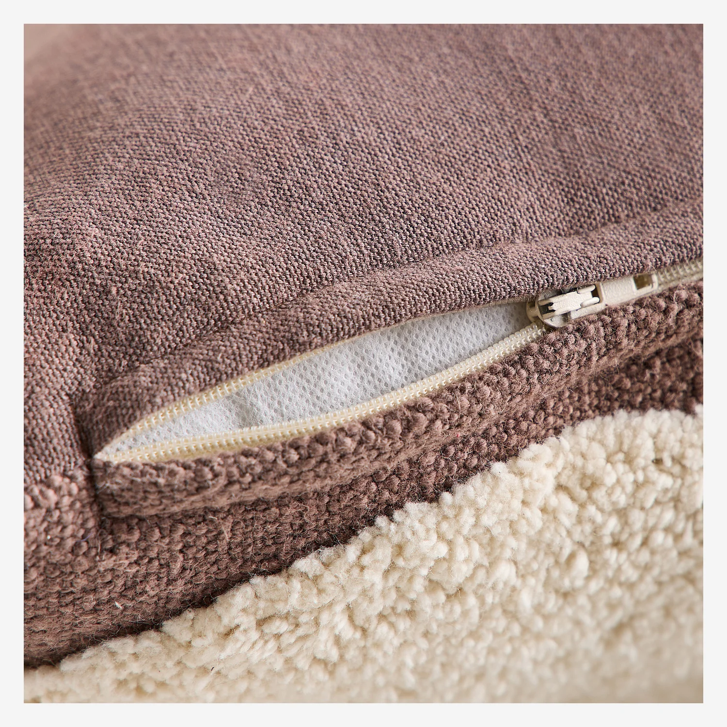 Coussin tufté en coton - 45 x 45 cm - Brun - 4