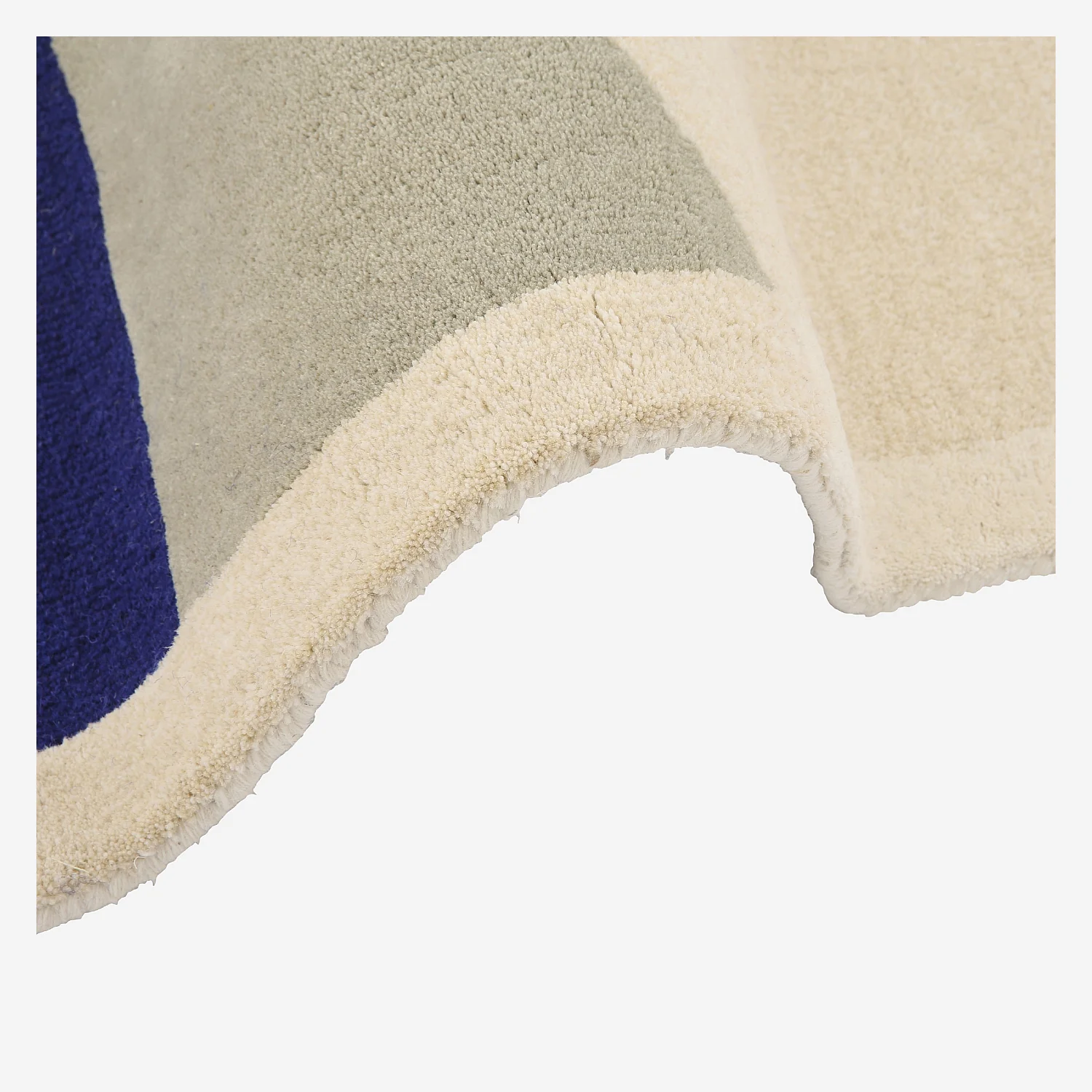 Tapis tufté en laine - 170 x 240 cm - Beige, vert kaki et bleu roi - Design by Floriane Jacques - 7