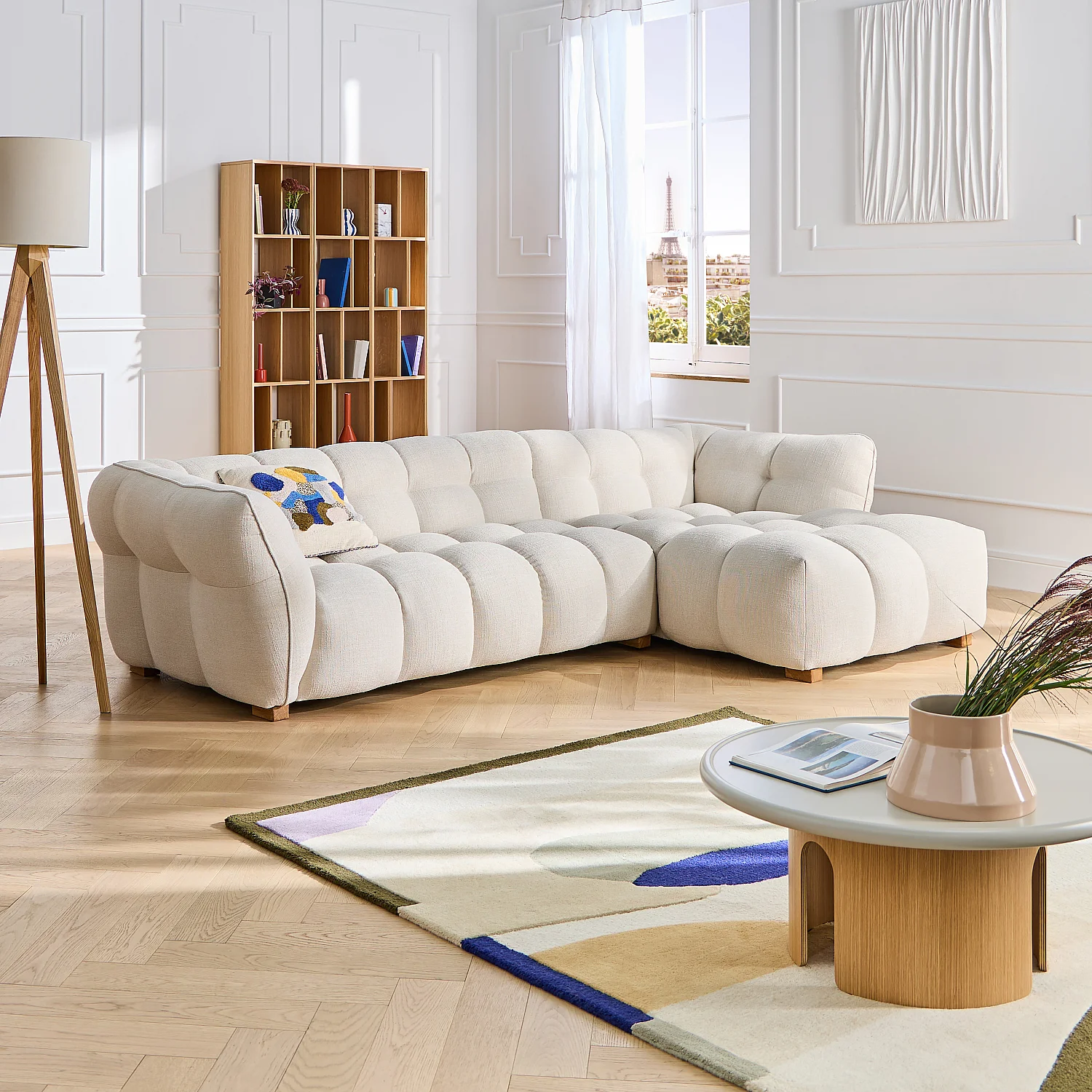 Tappeto in lana tuftata - 170 x 240 cm - Beige, verde kaki e blu reale - Design di Floriane Jacques - 9