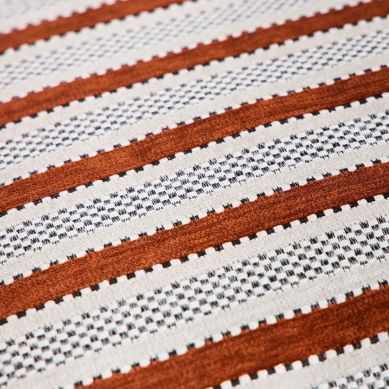 Cojín en tejido jacquard - 44 x 44 cm - Motivos de rayas - Terracota - 4