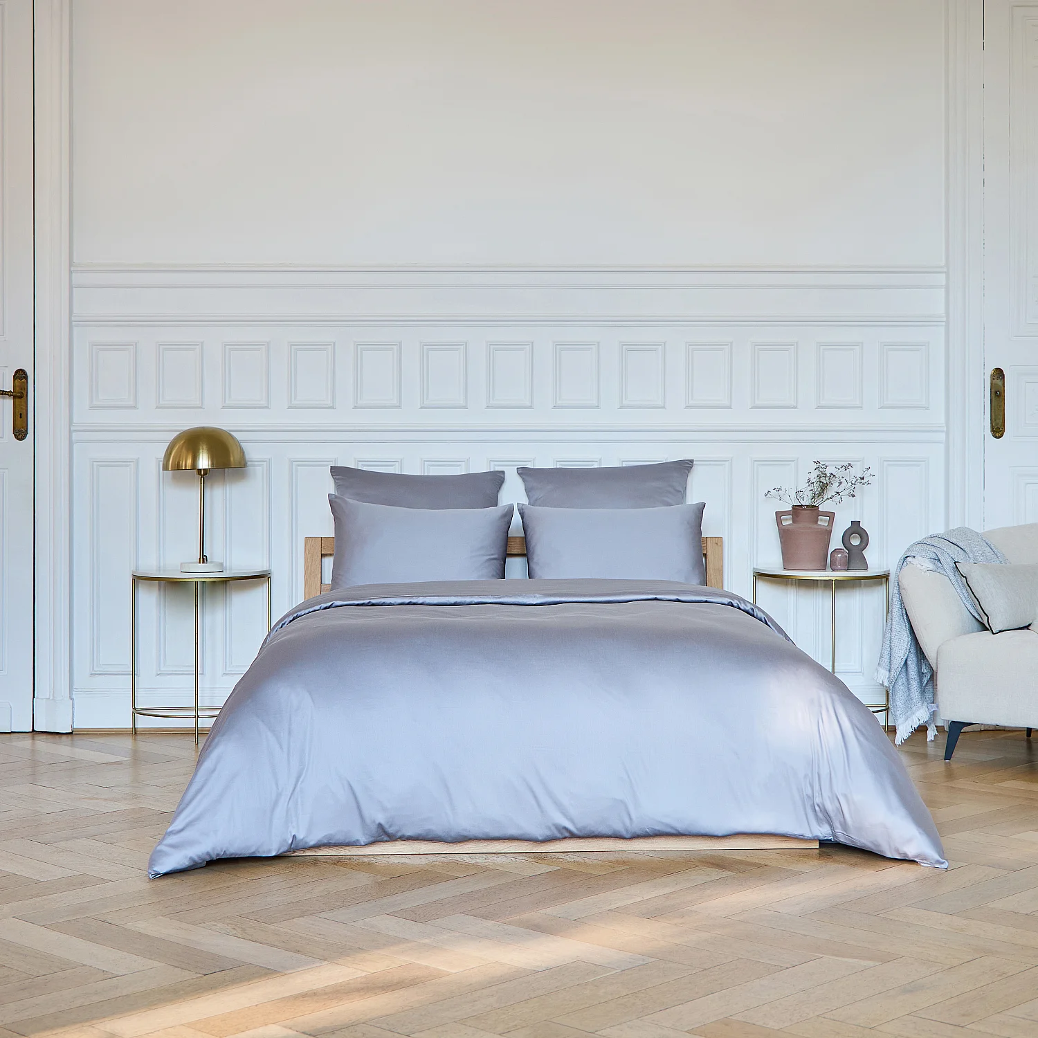 Taie d'oreiller en satin de coton - 50 x 70 cm - Gris argenté - 8